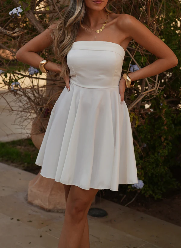 A-Line Strapless Sleeveless Short/Mini Silk Like Satin Homecoming Dresses - Image 6