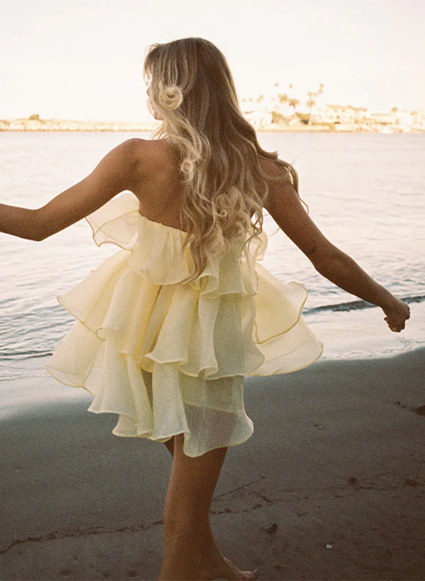 A-Line Strapless Sleeveless Short/Mini Tulle Homecoming Dresses - Image 6