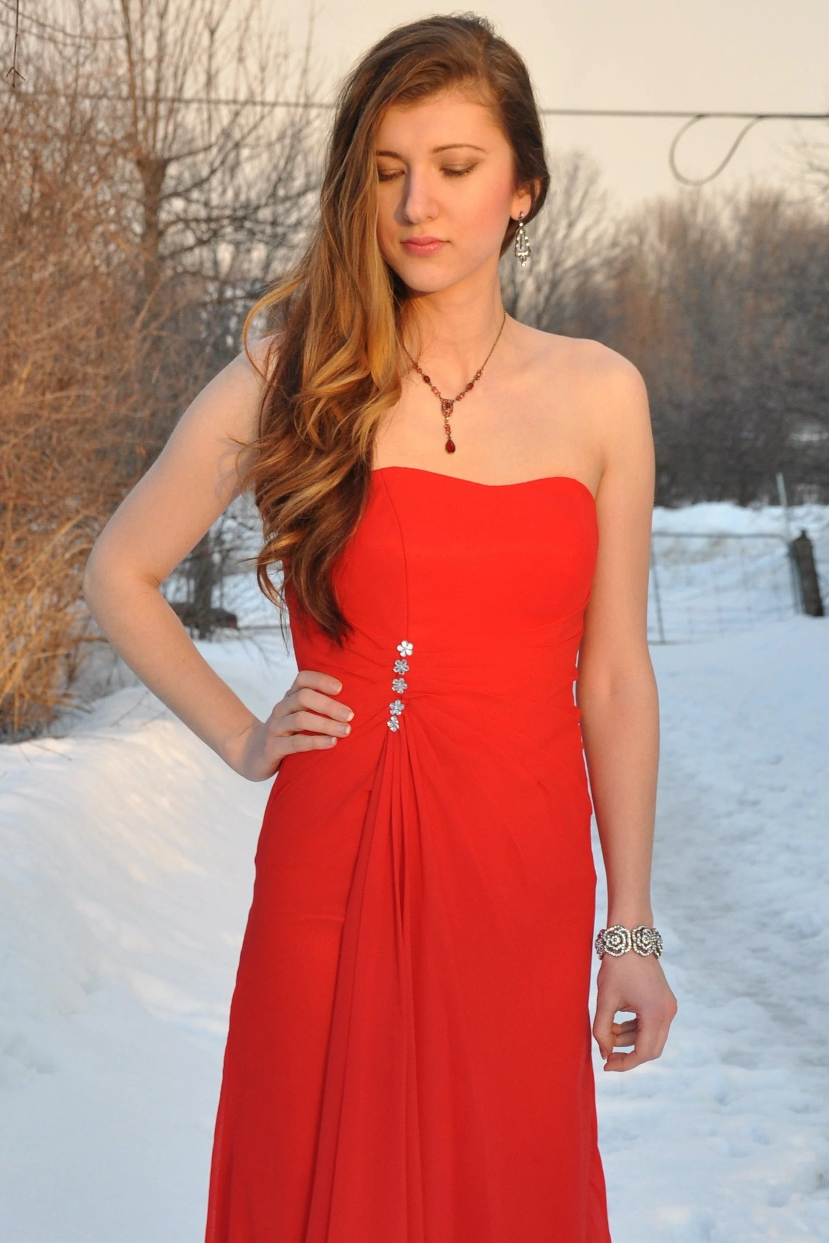 A-line Sweetheart Floor Length Chapel Chiffon Beaded Prom Dress - Image 5