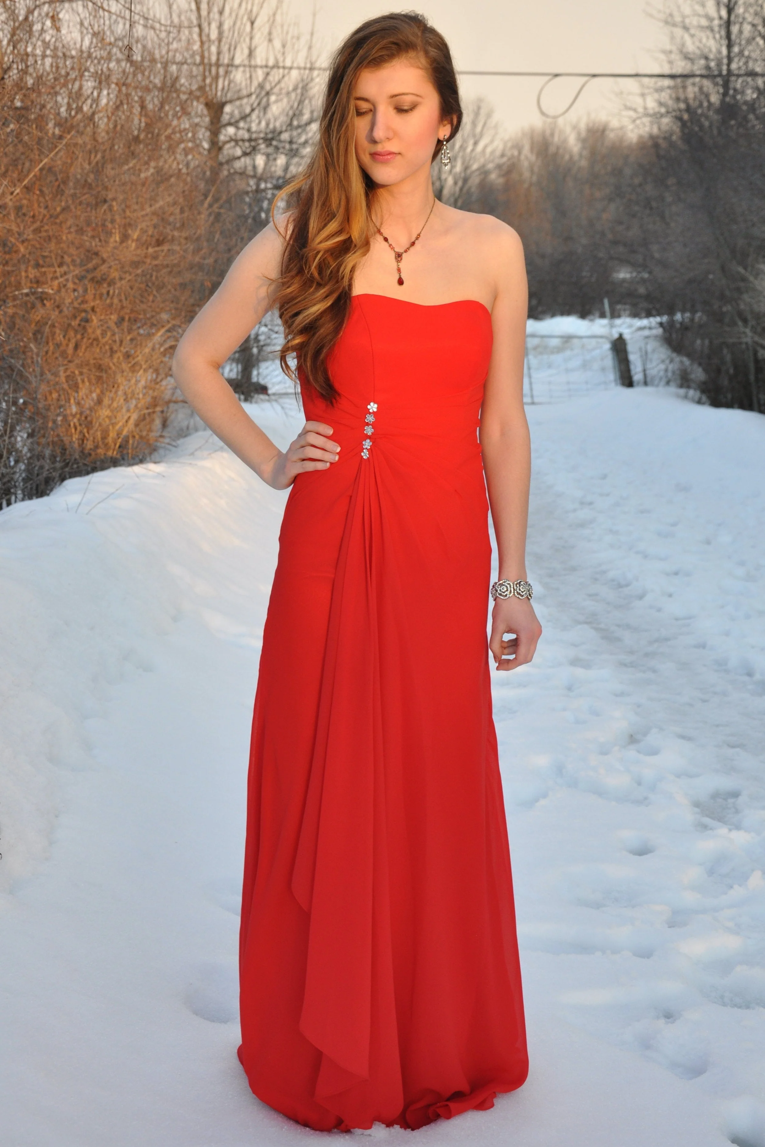 A-line Sweetheart Floor Length Chapel Chiffon Beaded Prom Dress - Image 6