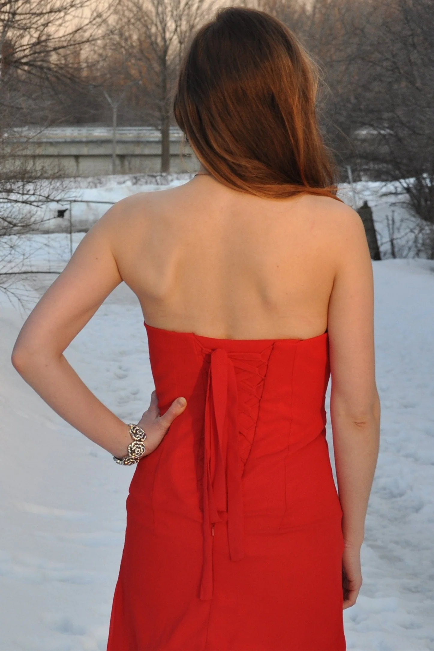 A-line Sweetheart Floor Length Chapel Chiffon Beaded Prom Dress - Image 8