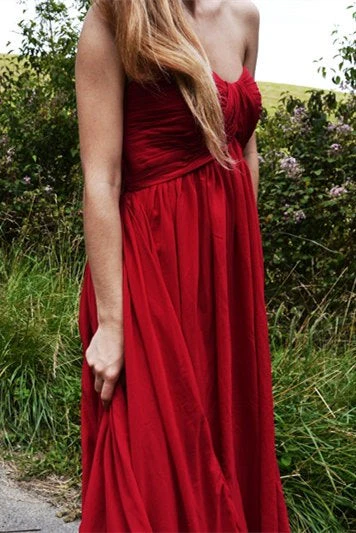 A-line Sweetheart Floor Length Chapel Chiffon Prom Dress - Image 6