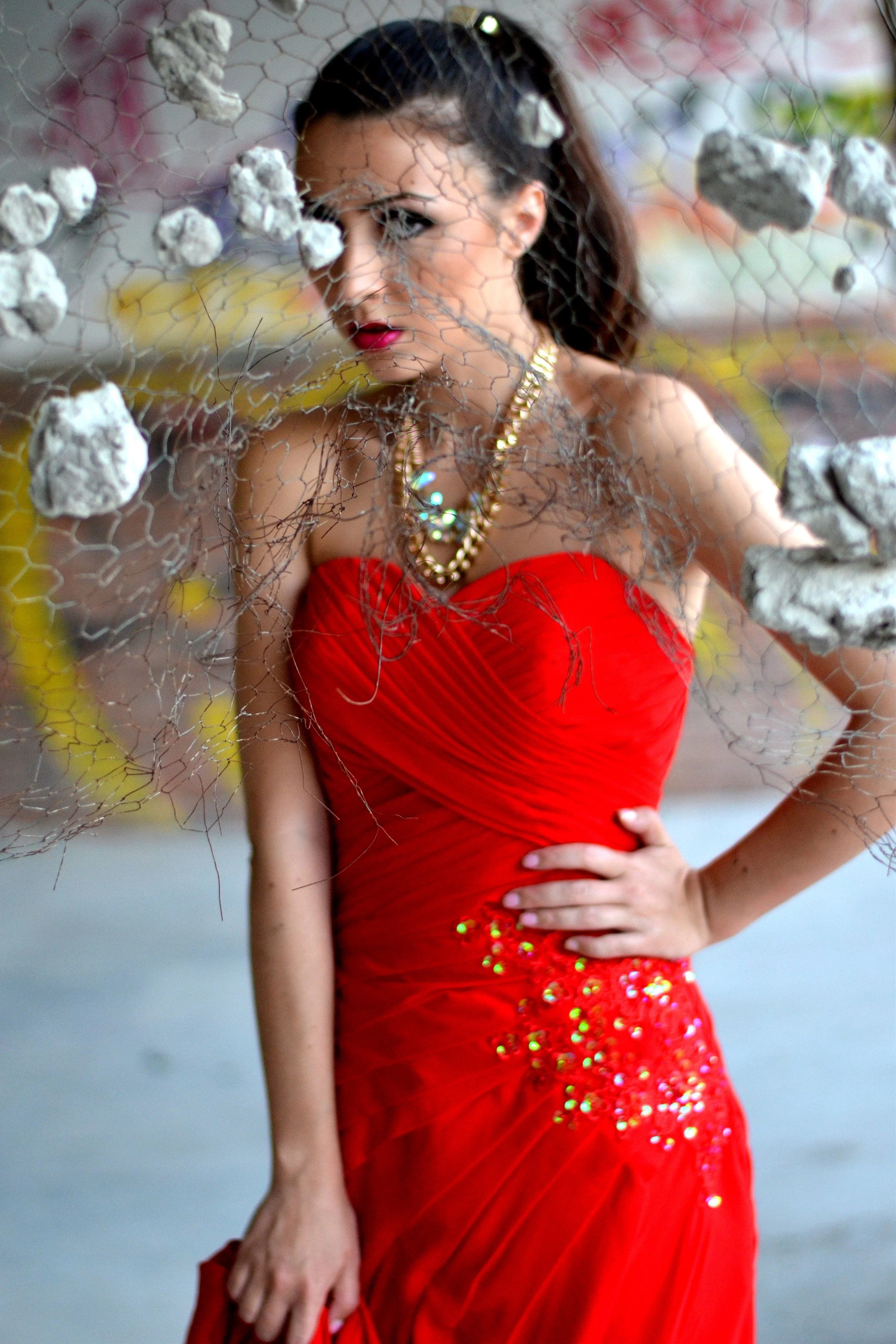 A-line Sweetheart Floor Length Chapel Chiffon Rhinestone Prom Dress - Image 4