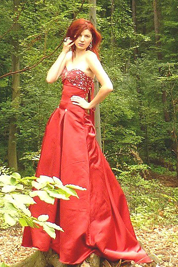 A-line Sweetheart Floor Length Charmuse Bow Backless Prom Dress - Image 2