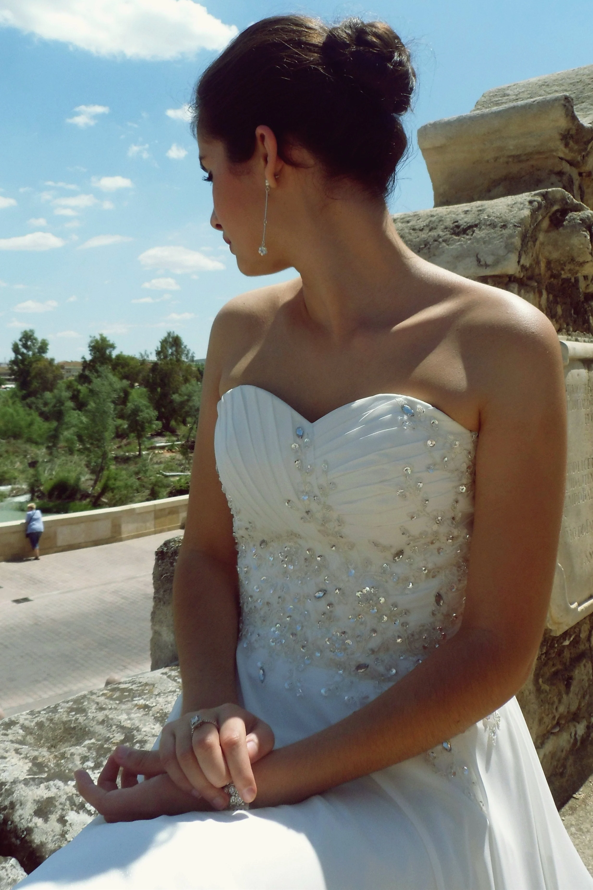 A-line Sweetheart Floor Length Chiffon Beaded Wedding Dress - Image 3