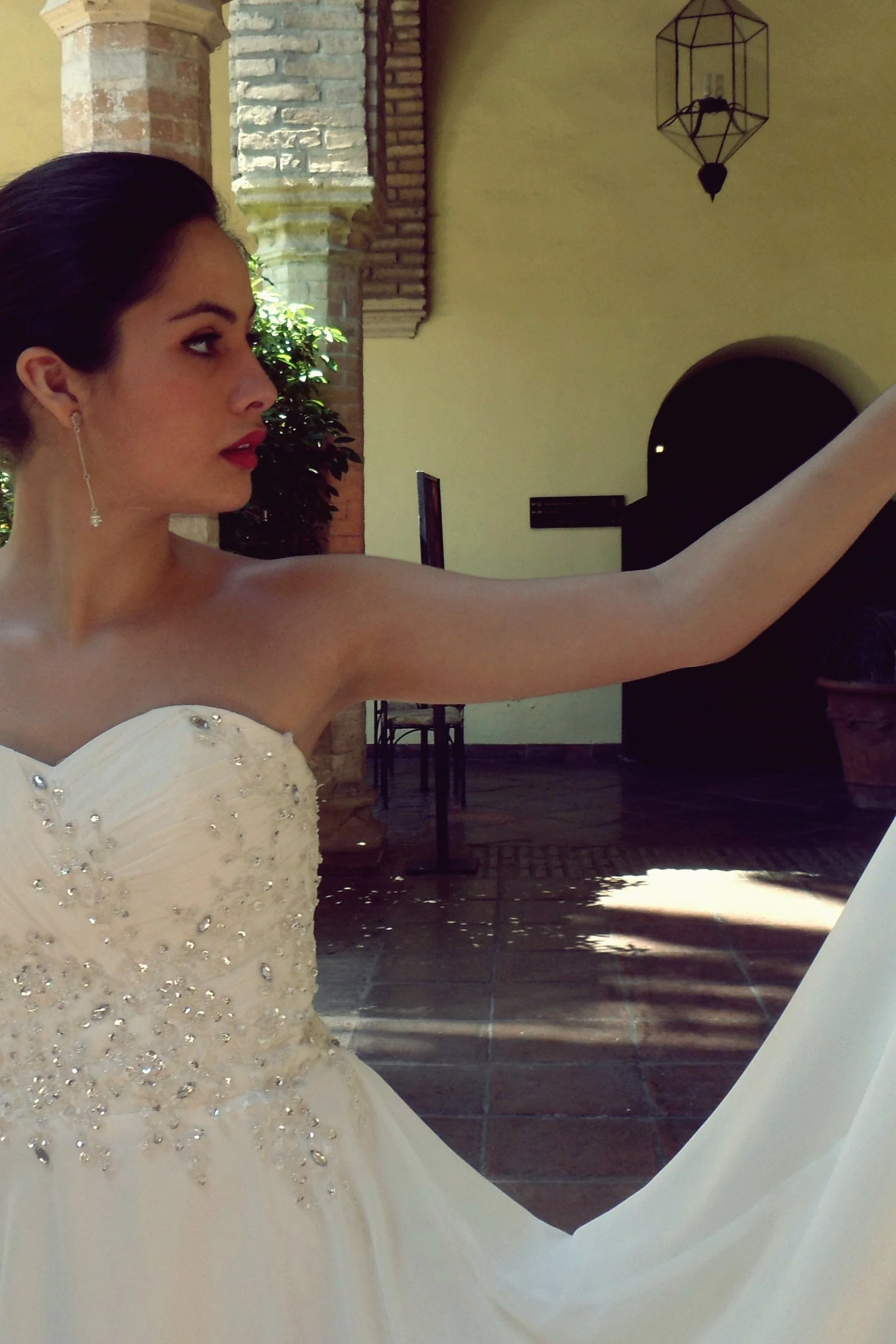 A-line Sweetheart Floor Length Chiffon Beaded Wedding Dress - Image 8