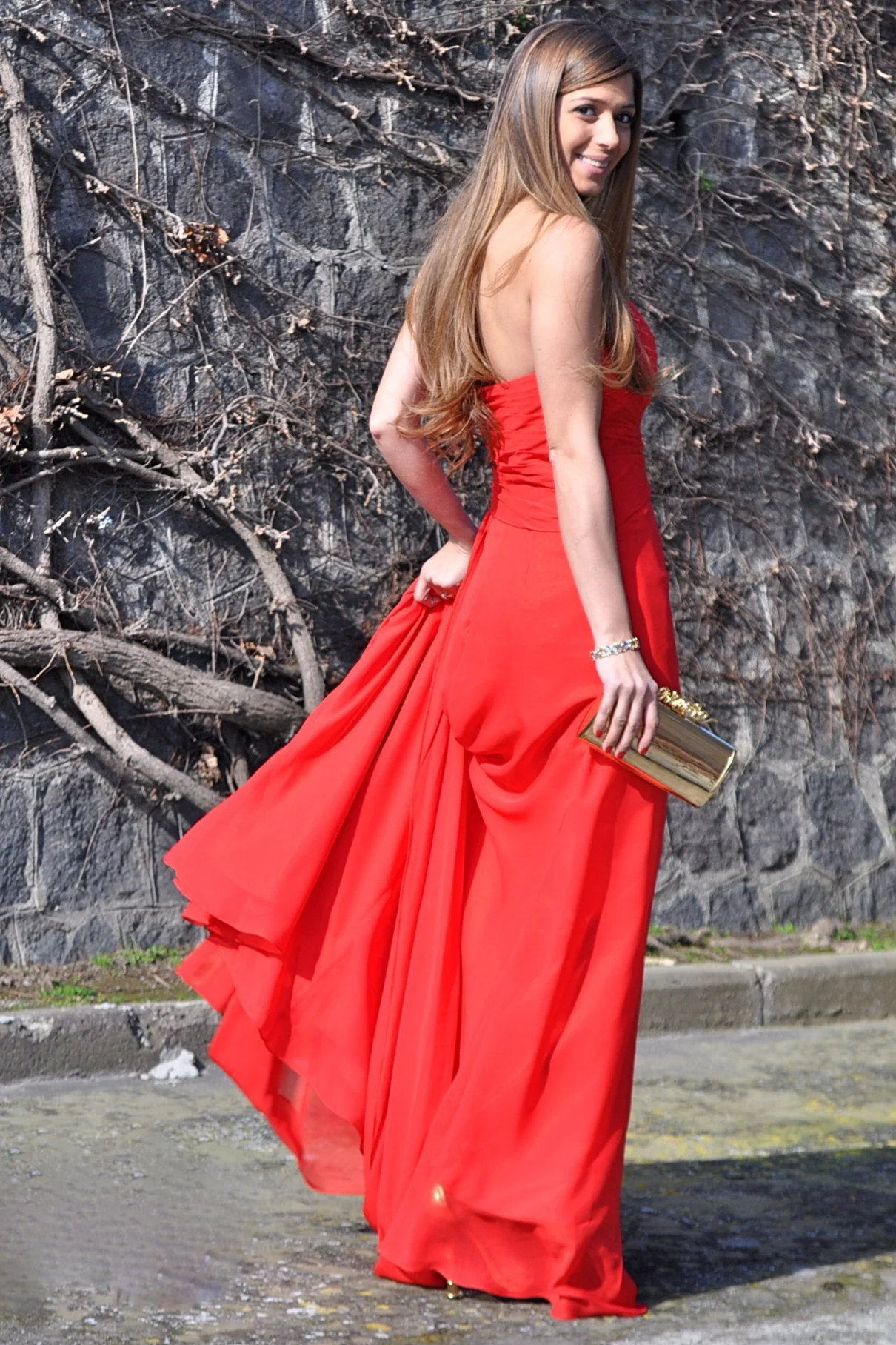A-line Sweetheart Floor Length Chiffon Front Slit Prom Dress - Image 2
