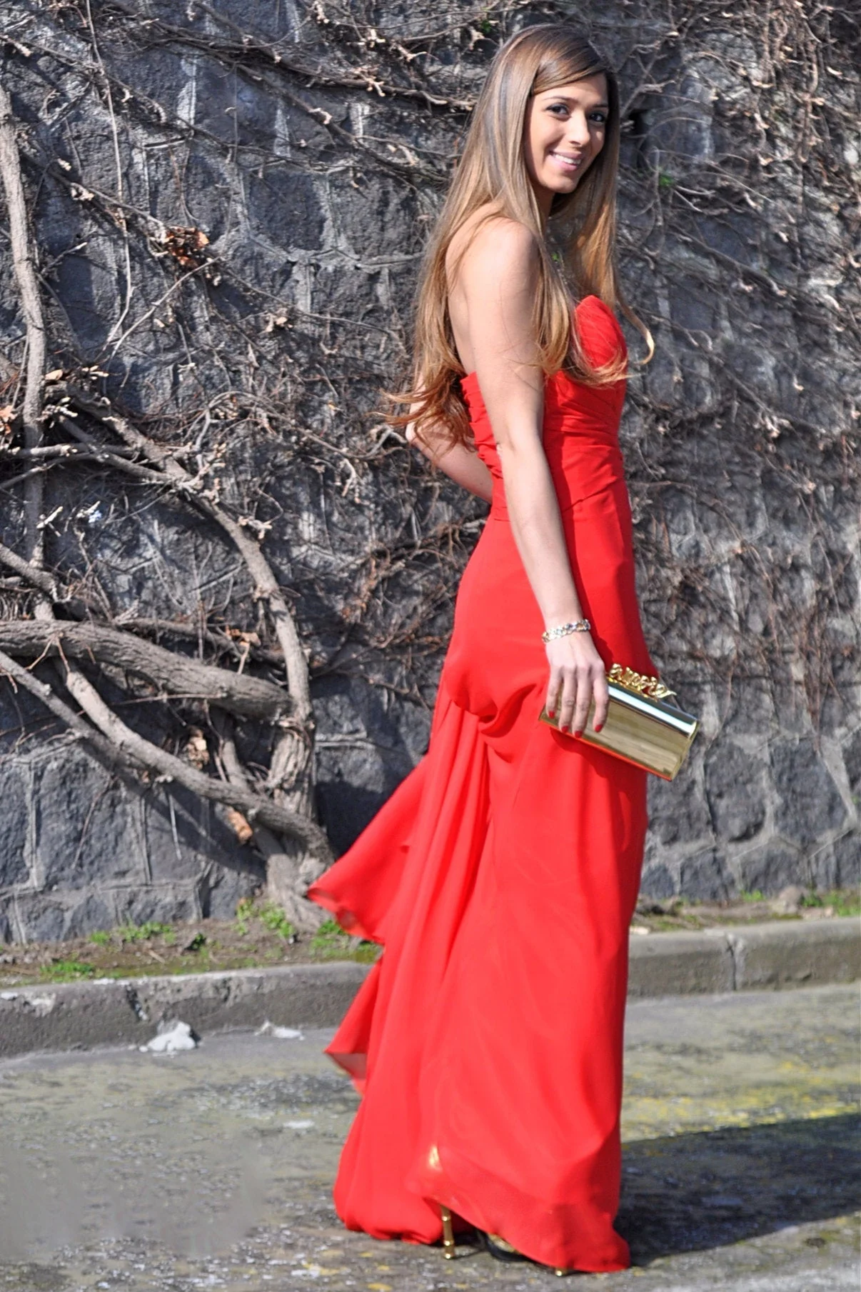 A-line Sweetheart Floor Length Chiffon Front Slit Prom Dress - Image 5