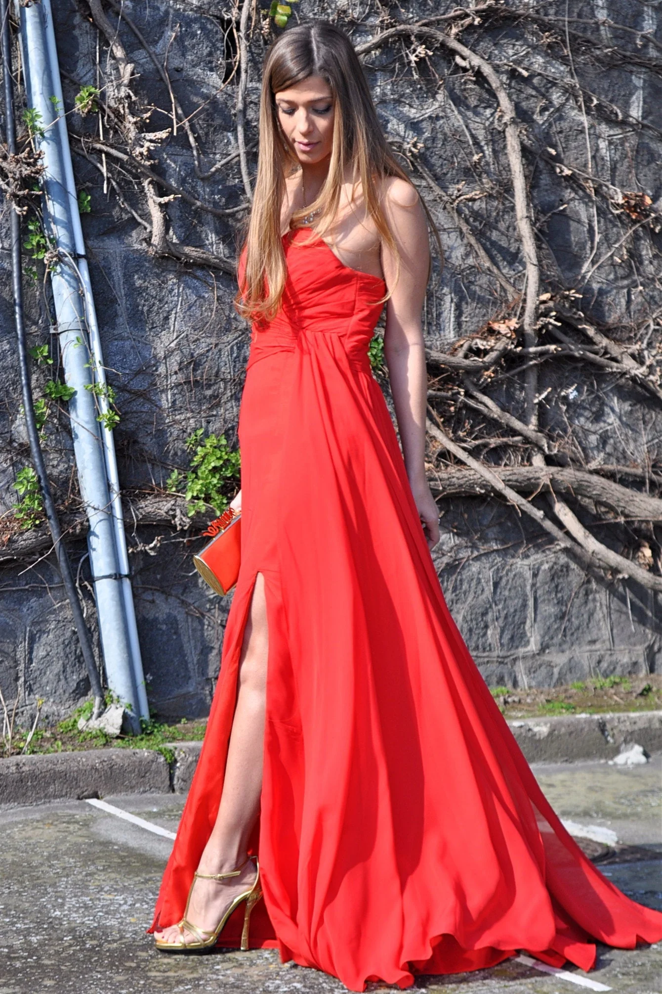 A-line Sweetheart Floor Length Chiffon Front Slit Prom Dress - Image 7