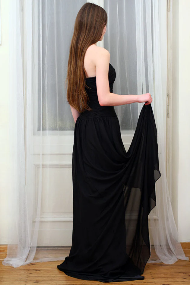 A-line Sweetheart Floor Length Chiffon Front Slit Prom Dress - Image 2