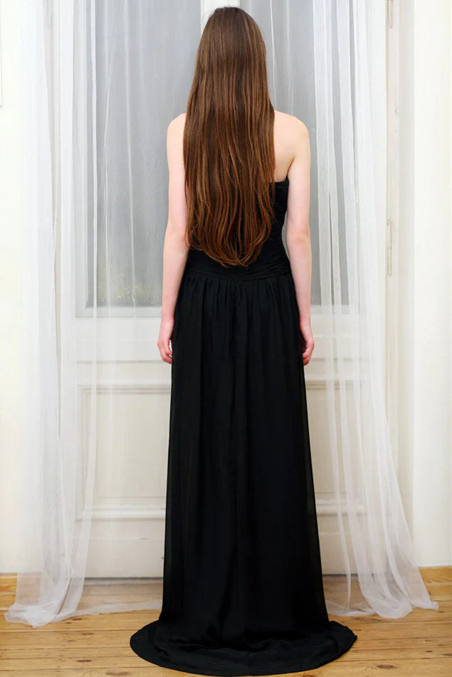 A-line Sweetheart Floor Length Chiffon Front Slit Prom Dress - Image 3