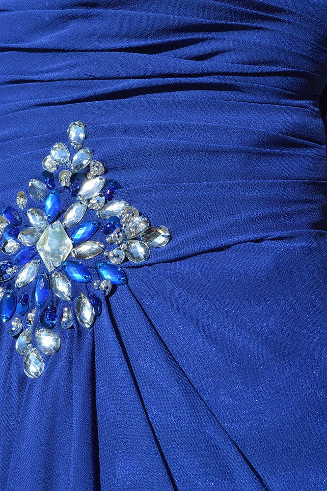 A-line Sweetheart Floor Length Chiffon Front Slit Rhinestone Prom Dress - Image 11