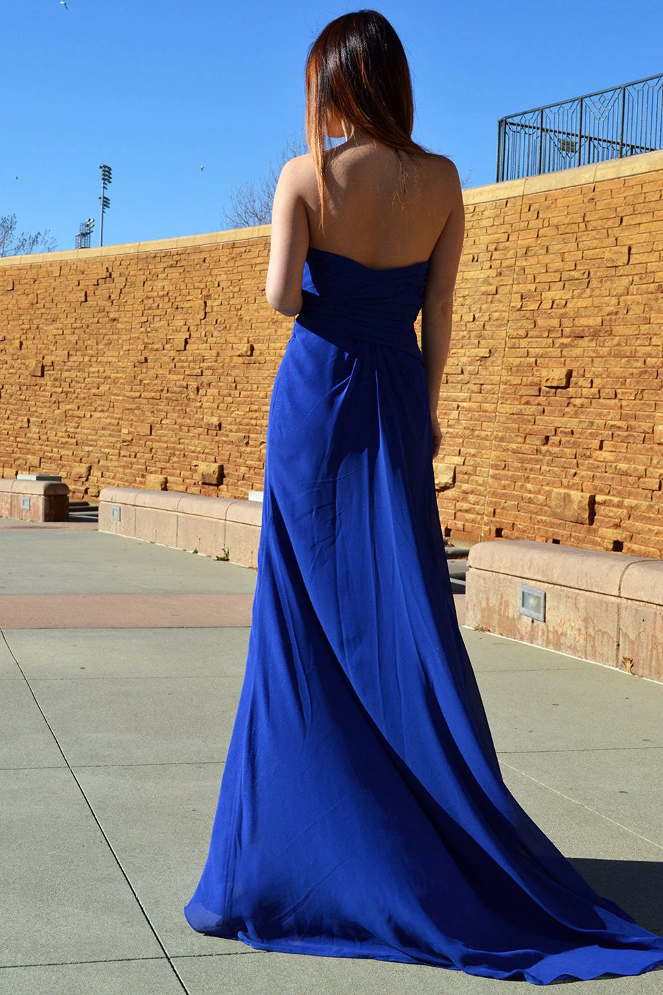 A-line Sweetheart Floor Length Chiffon Front Slit Rhinestone Prom Dress - Image 2
