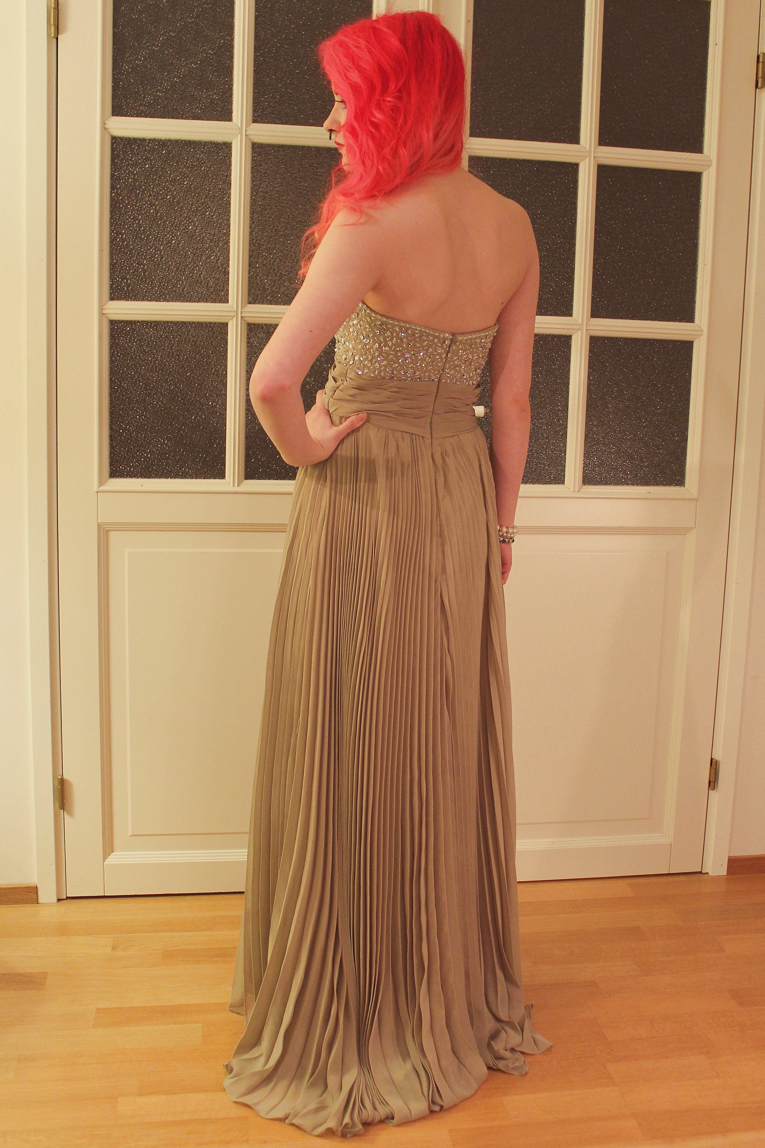 A-line Sweetheart Floor Length Chiffon Rhinestone Backless Prom Dress - Image 2