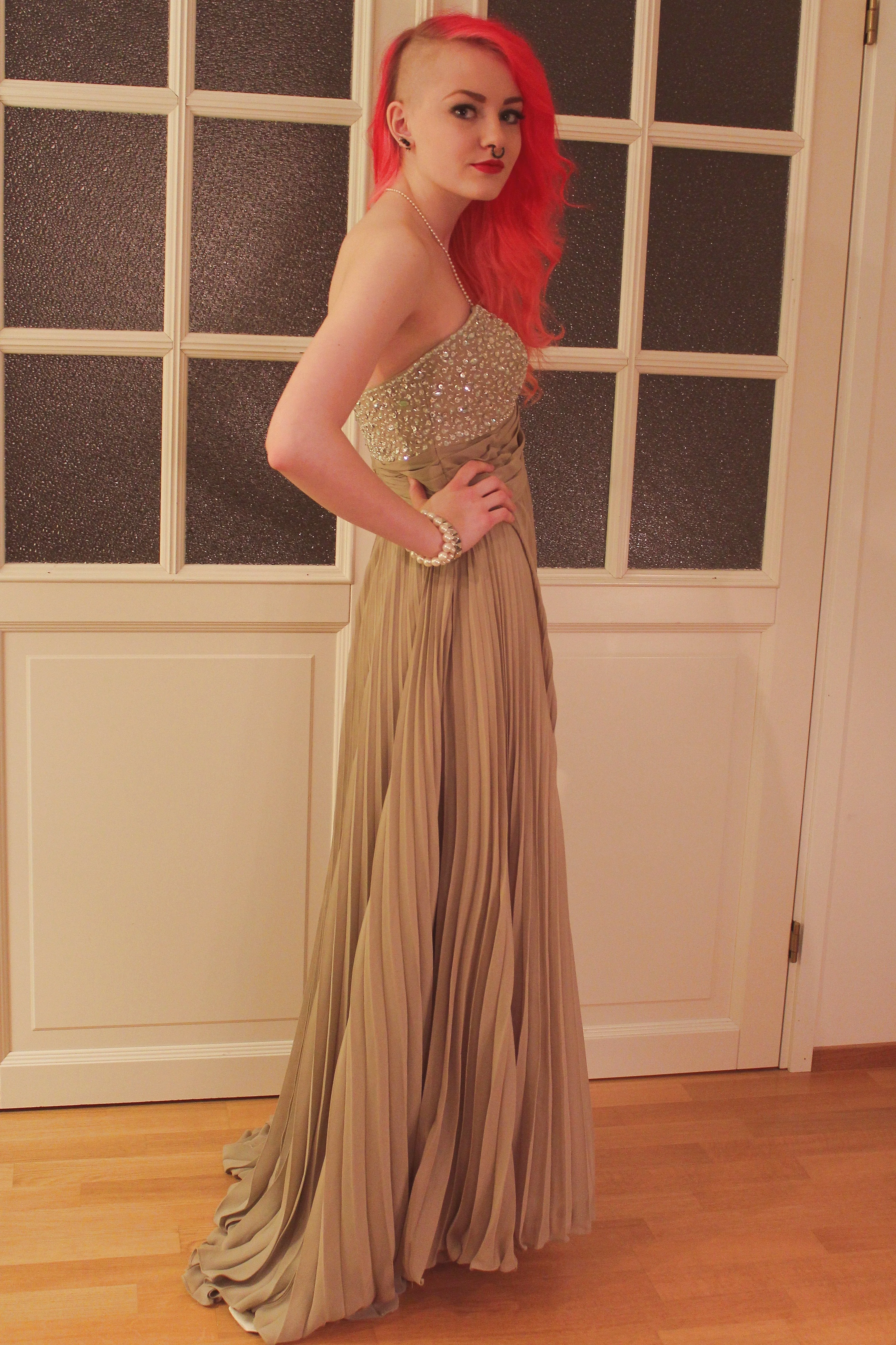 A-line Sweetheart Floor Length Chiffon Rhinestone Backless Prom Dress - Image 5