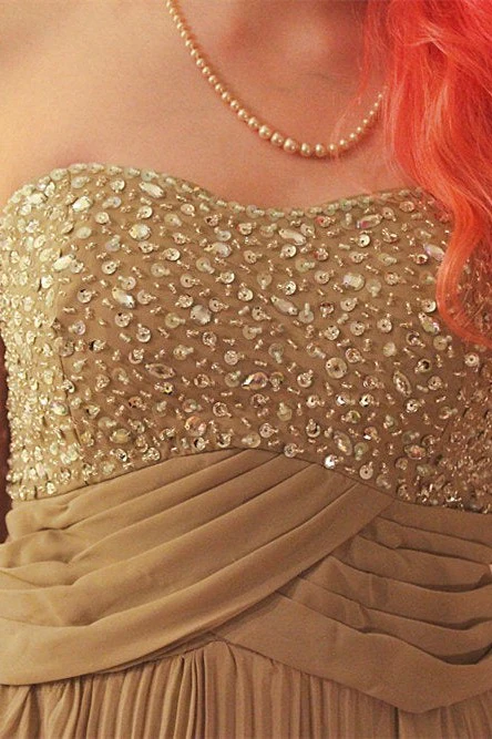 A-line Sweetheart Floor Length Chiffon Rhinestone Backless Prom Dress - Image 6
