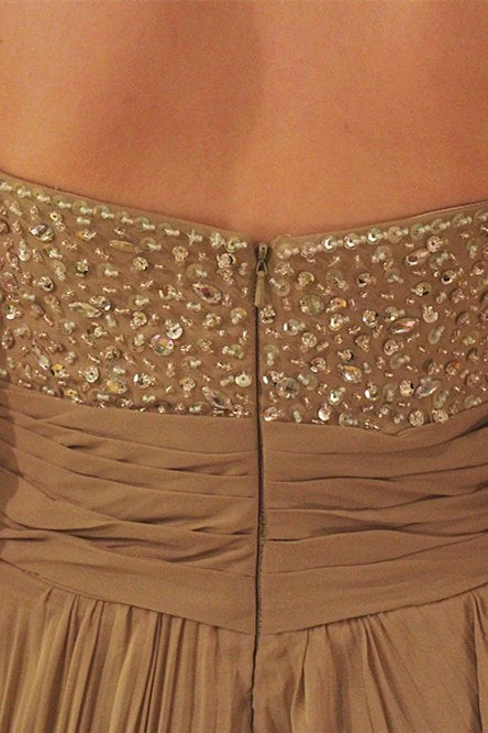 A-line Sweetheart Floor Length Chiffon Rhinestone Backless Prom Dress - Image 7