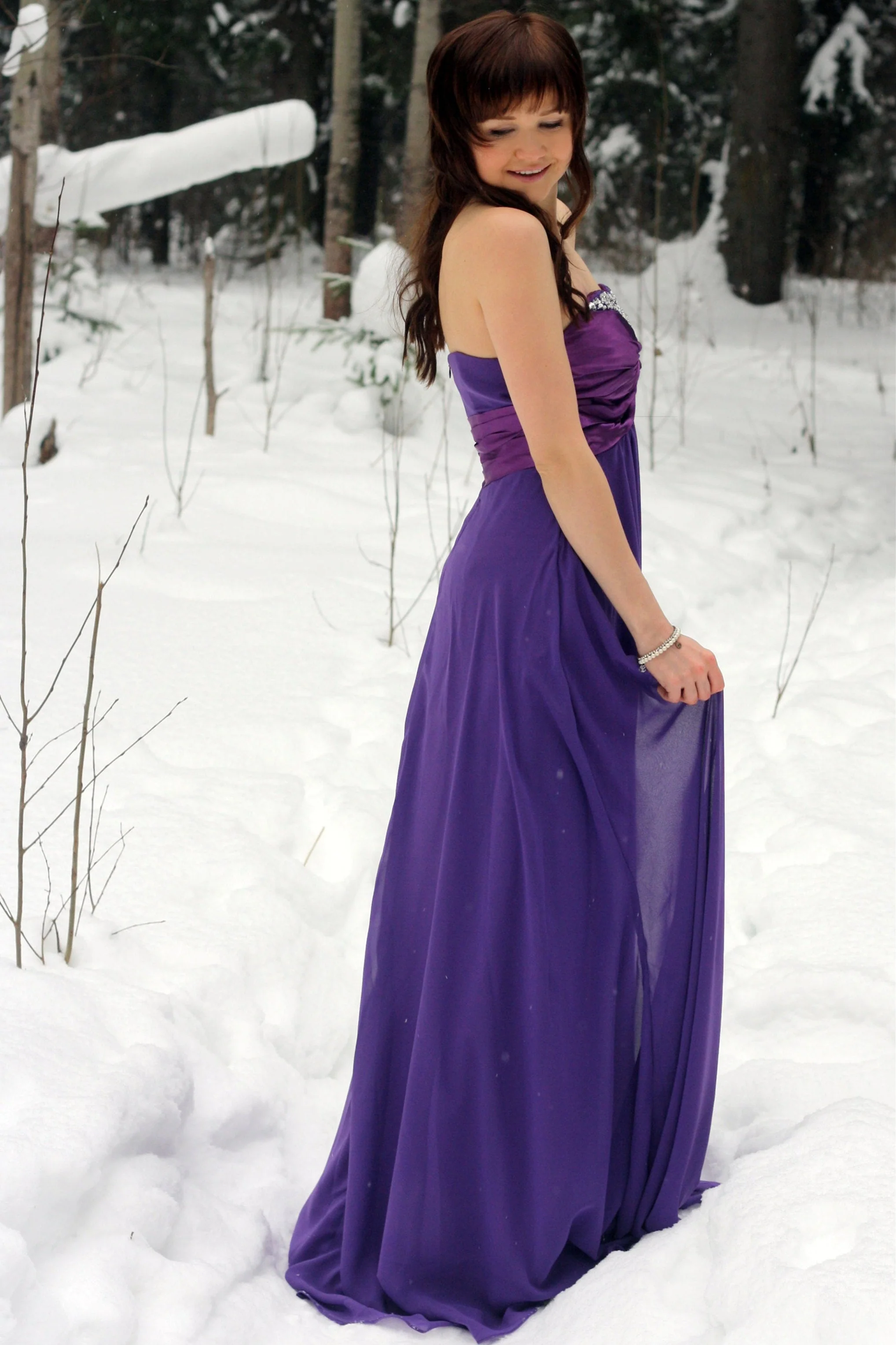 A-line Sweetheart Floor Length Chiffon Rhinestone Prom Dress - Image 2