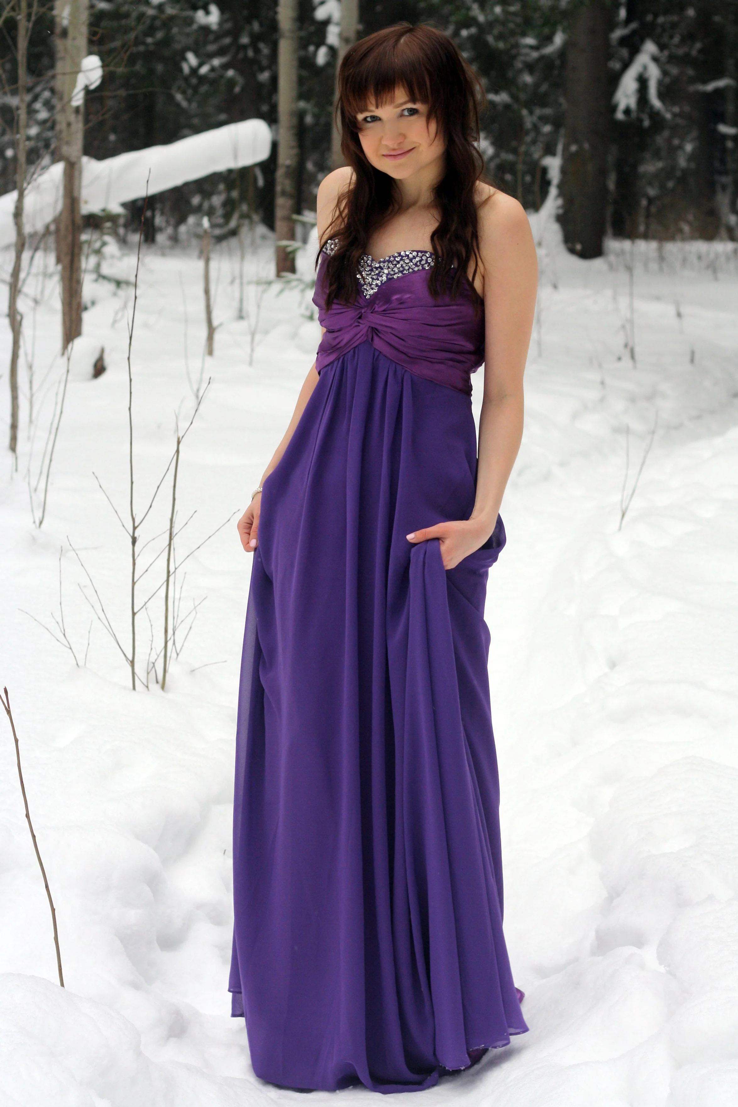 A-line Sweetheart Floor Length Chiffon Rhinestone Prom Dress - Image 3