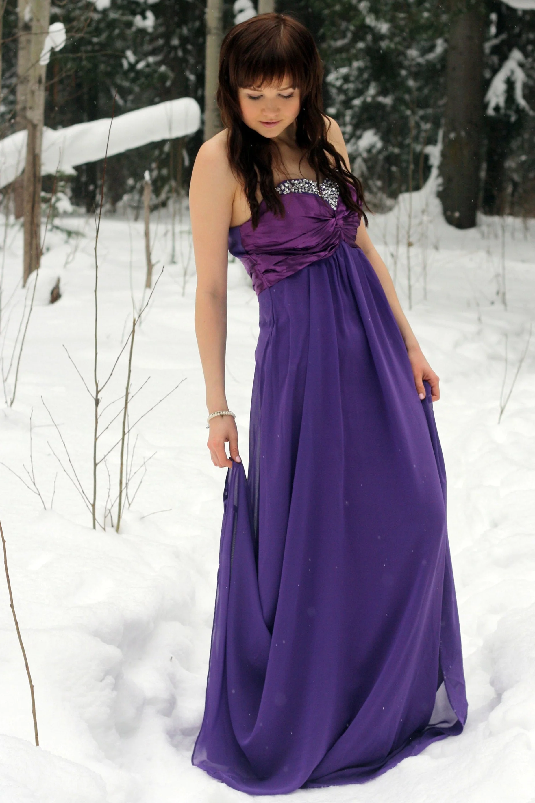 A-line Sweetheart Floor Length Chiffon Rhinestone Prom Dress - Image 5