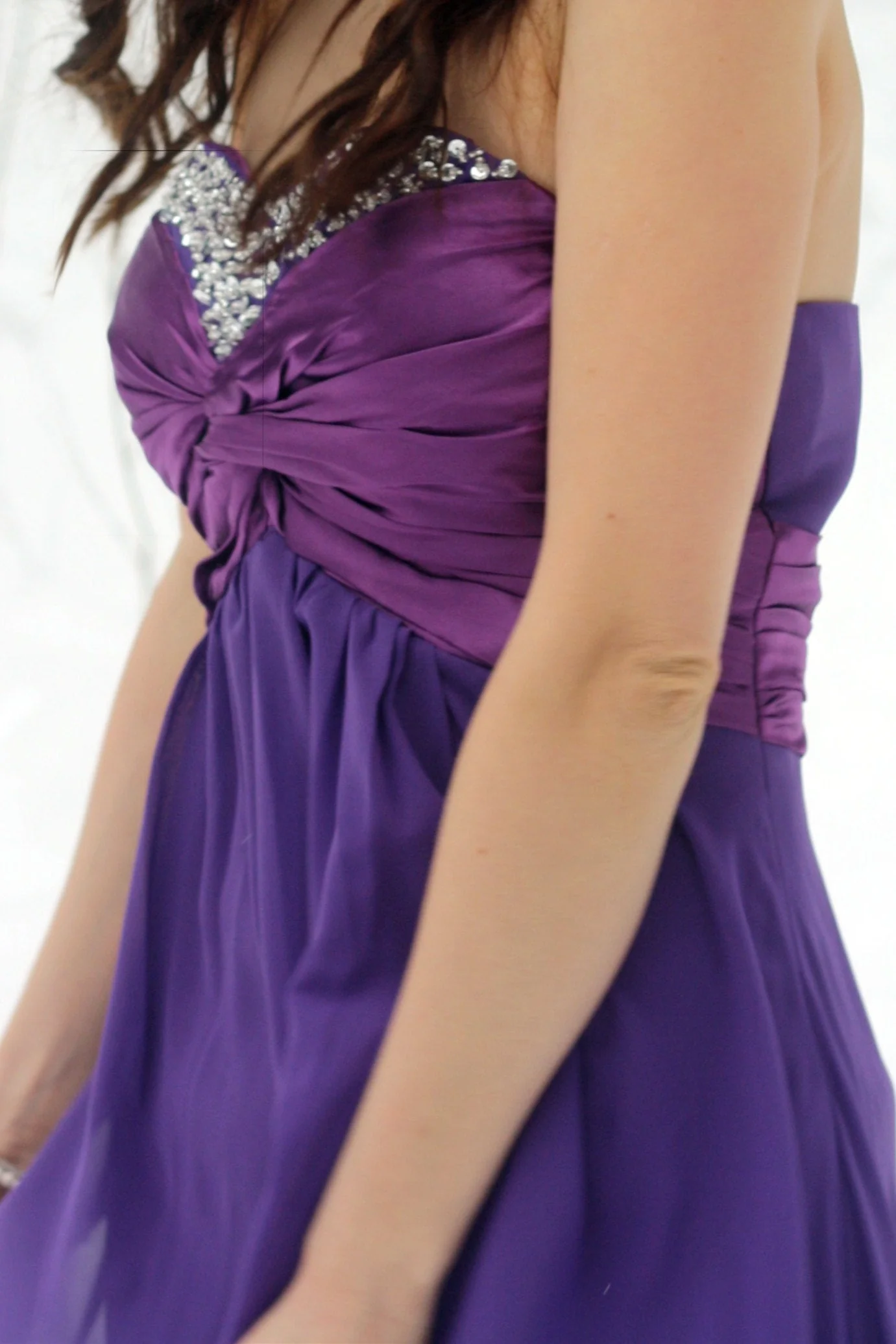 A-line Sweetheart Floor Length Chiffon Rhinestone Prom Dress - Image 7