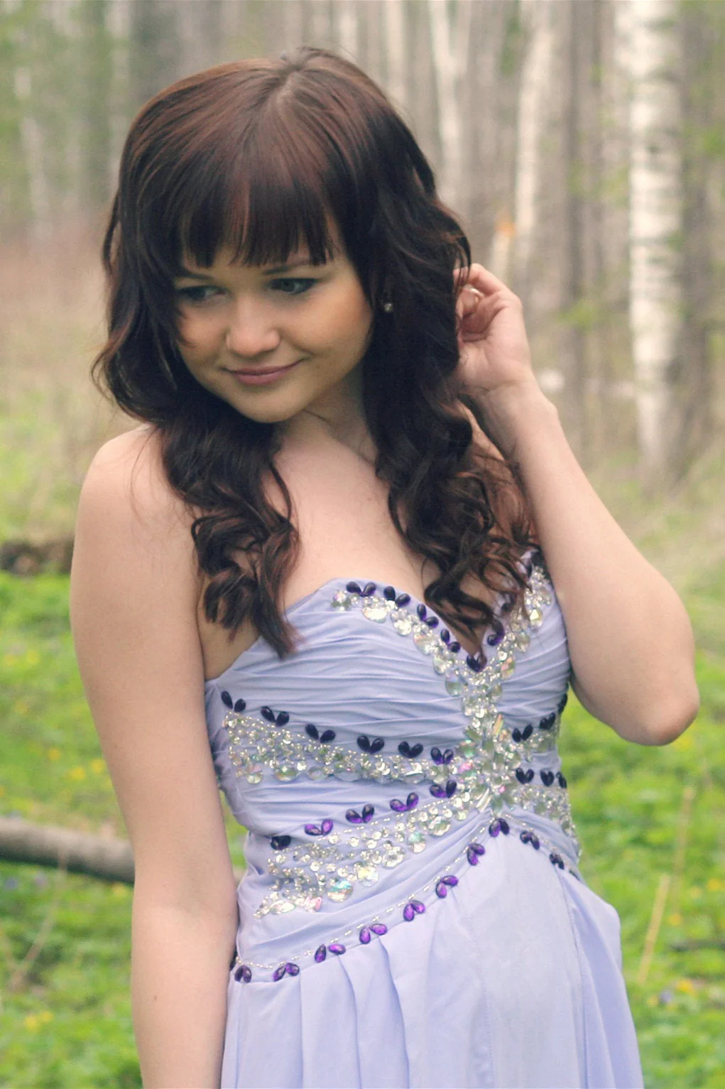 A-line Sweetheart Floor Length Chiffon Rhinestone Prom Dress - Image 3