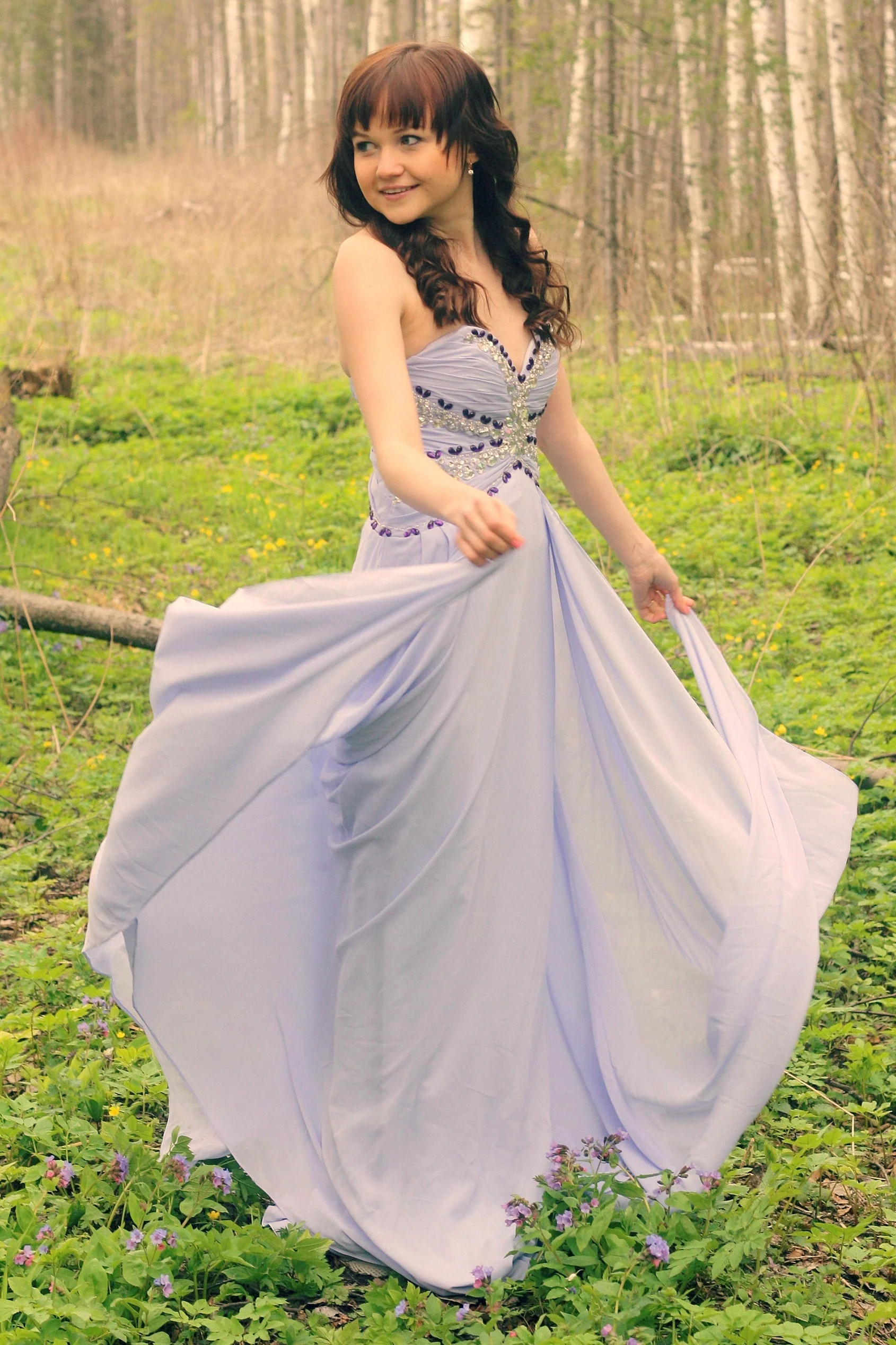 A-line Sweetheart Floor Length Chiffon Rhinestone Prom Dress - Image 4