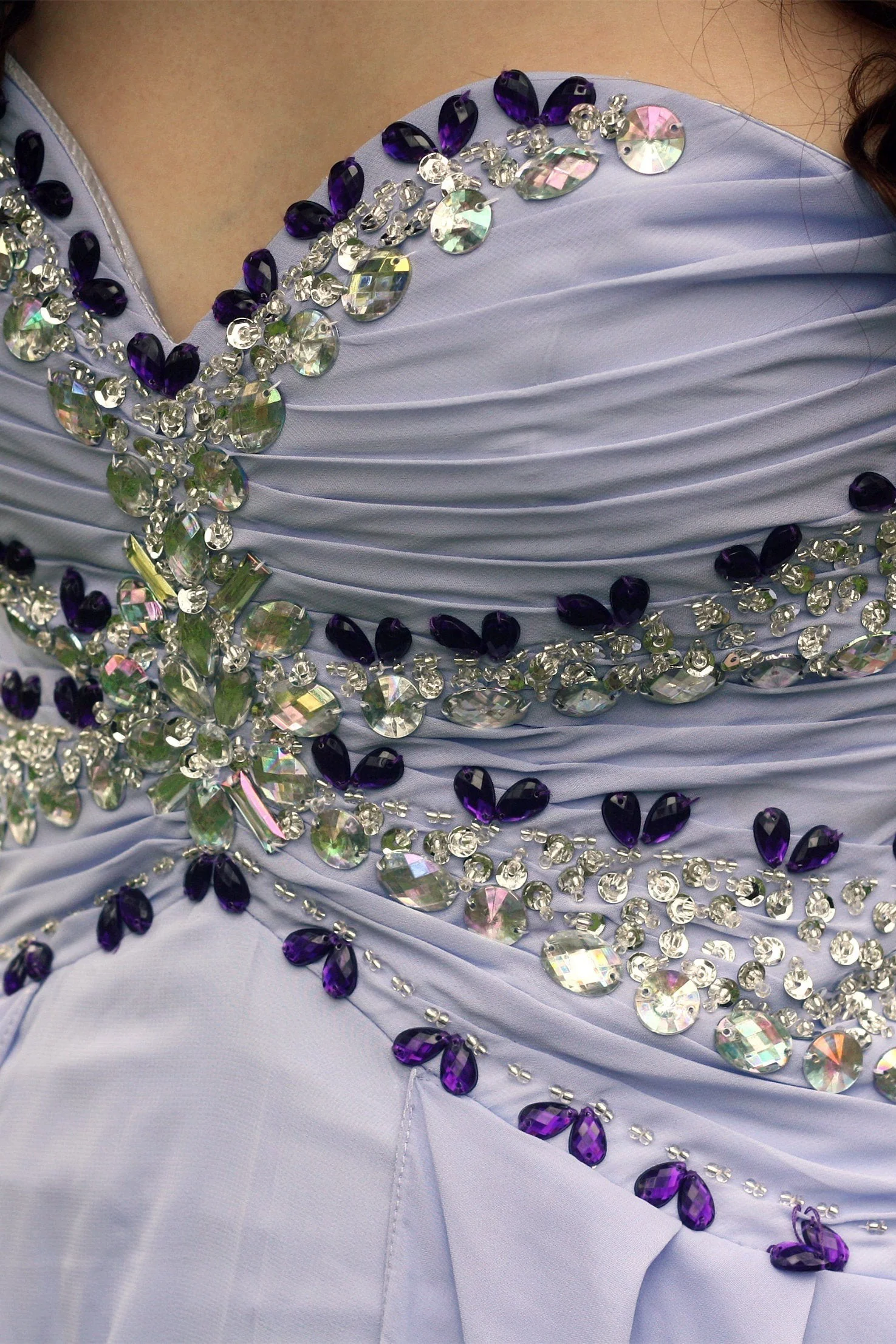 A-line Sweetheart Floor Length Chiffon Rhinestone Prom Dress - Image 5