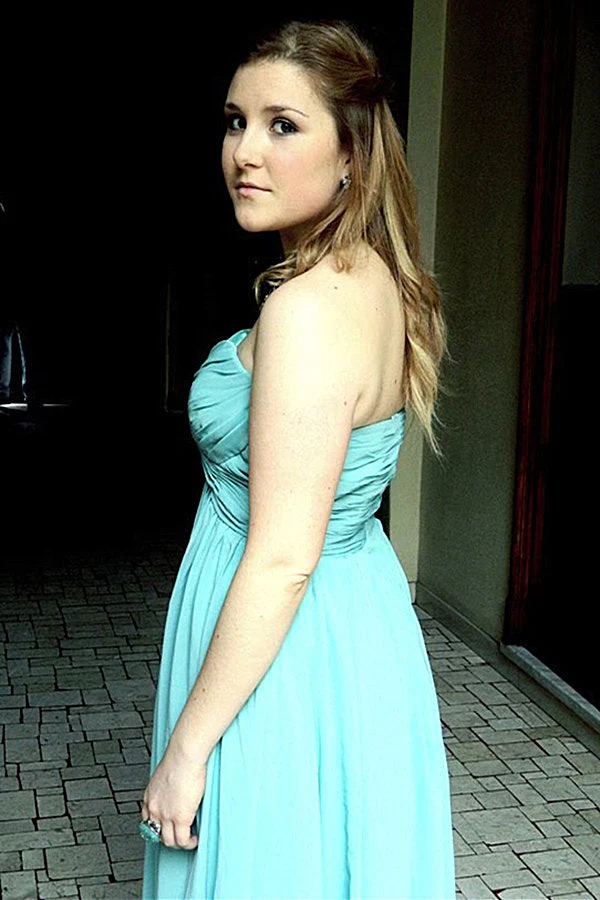 A-line Sweetheart Floor Length Chiffon Sleeveless Prom Dress - Image 2