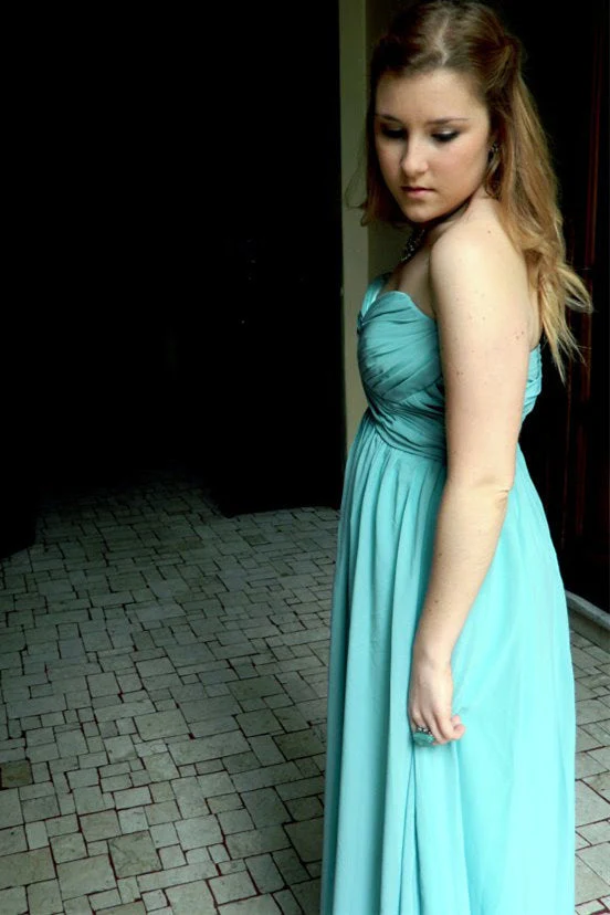A-line Sweetheart Floor Length Chiffon Sleeveless Prom Dress - Image 4