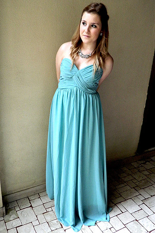 A-line Sweetheart Floor Length Chiffon Sleeveless Prom Dress - Image 6