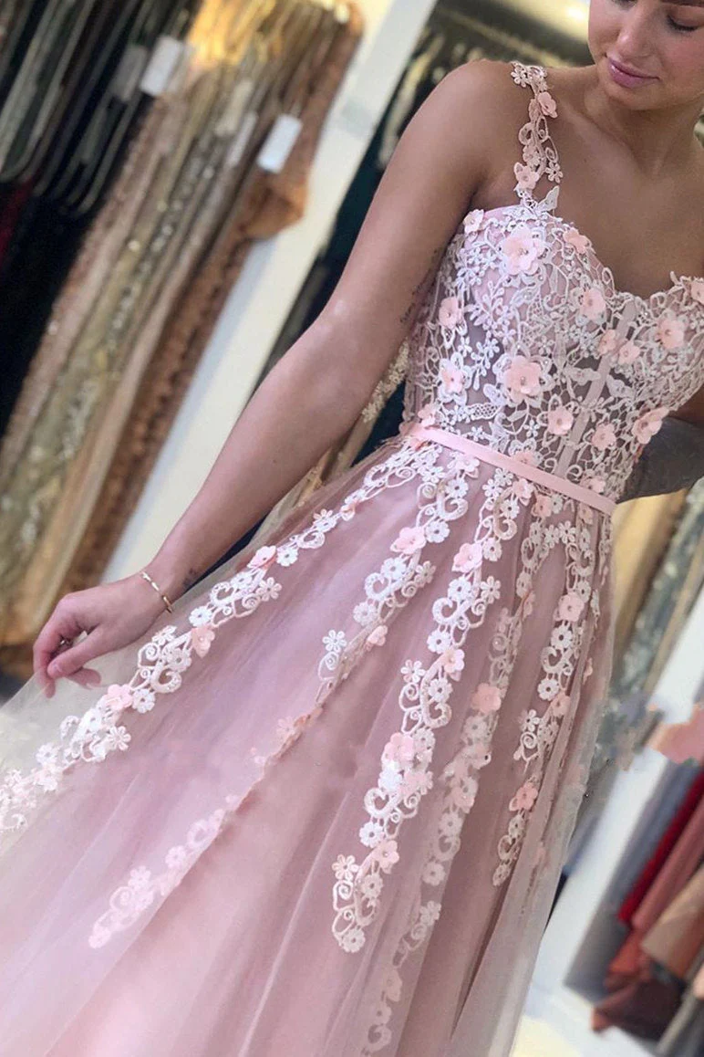A-line Sweetheart Floor-length Sleeveless Backless Lace Applique Prom Dress - Image 4
