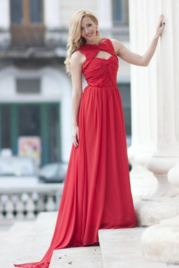 A-line Sweetheart Floor Length Sleeveless Chiffon Evening Dress - Image 3