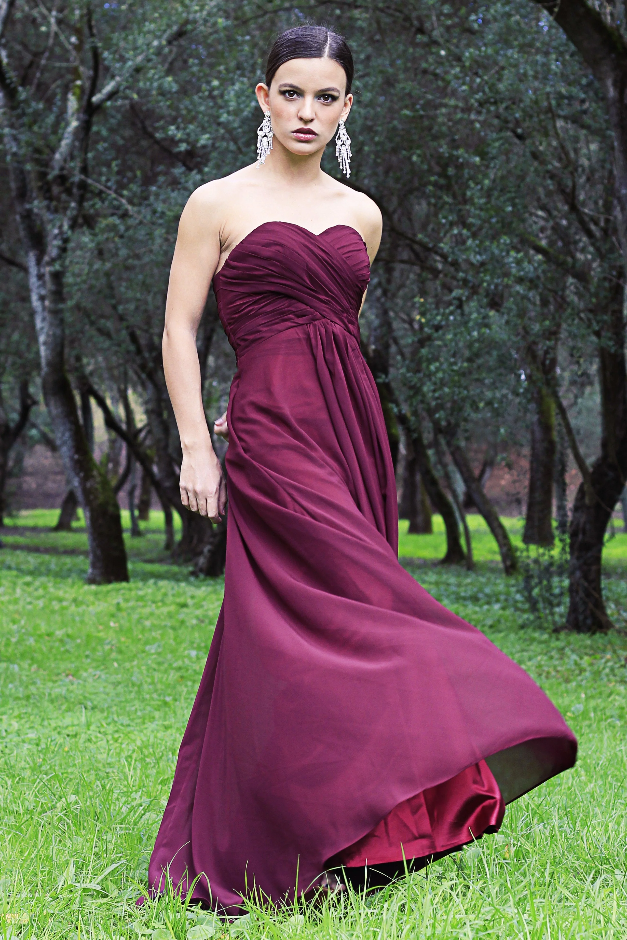 A-line Sweetheart Floor Length Tulle Chiffon Prom Dress - Image 3