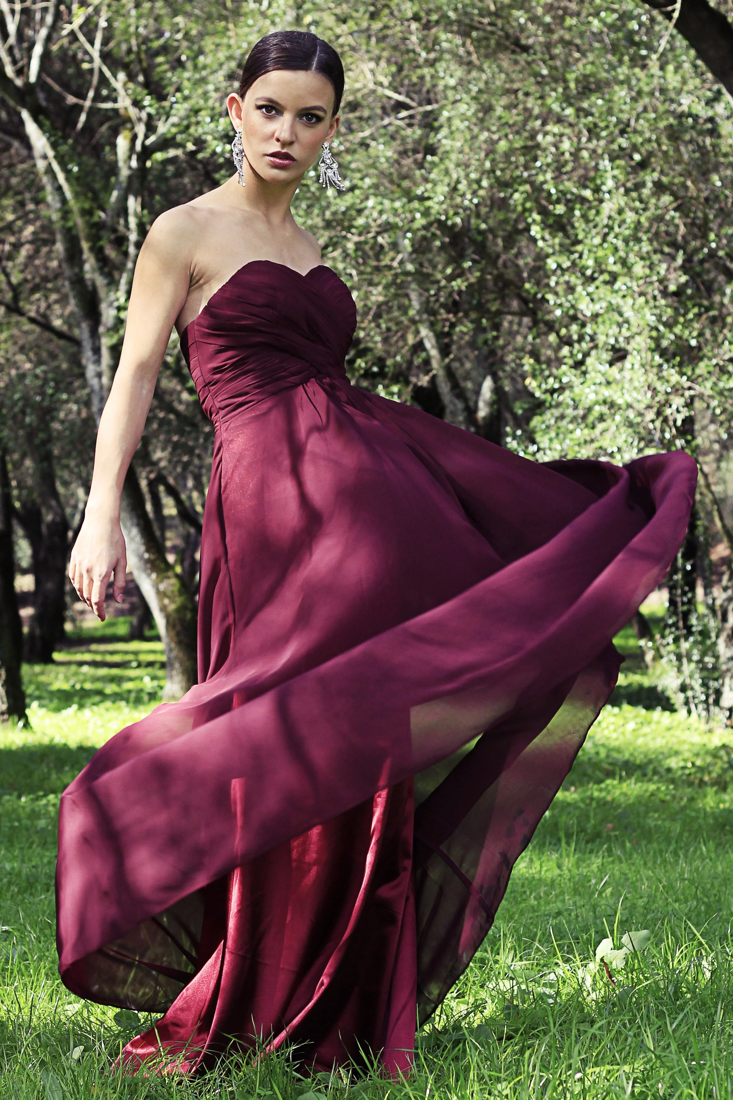 A-line Sweetheart Floor Length Tulle Chiffon Prom Dress - Image 4