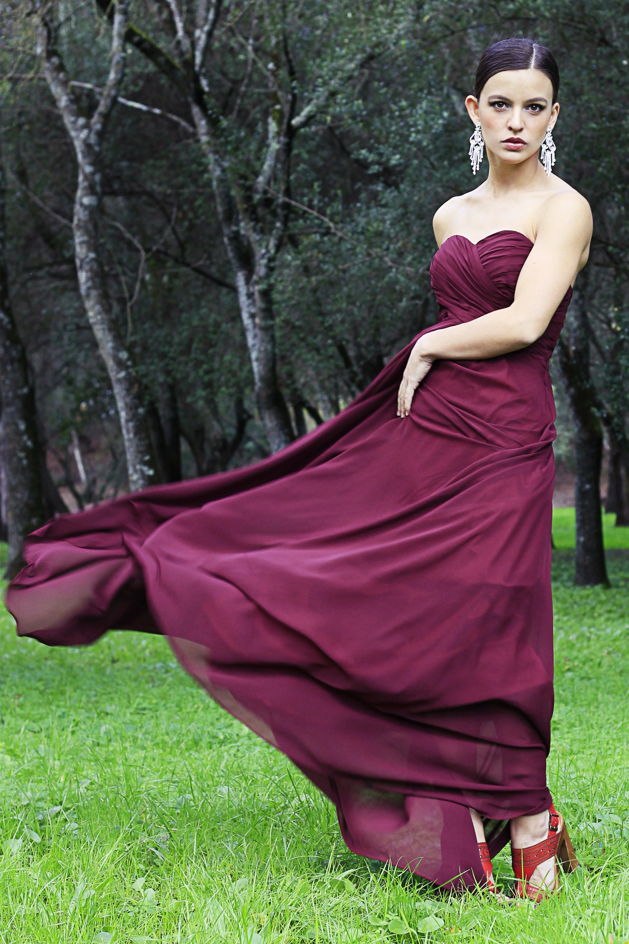 A-line Sweetheart Floor Length Tulle Chiffon Prom Dress - Image 6