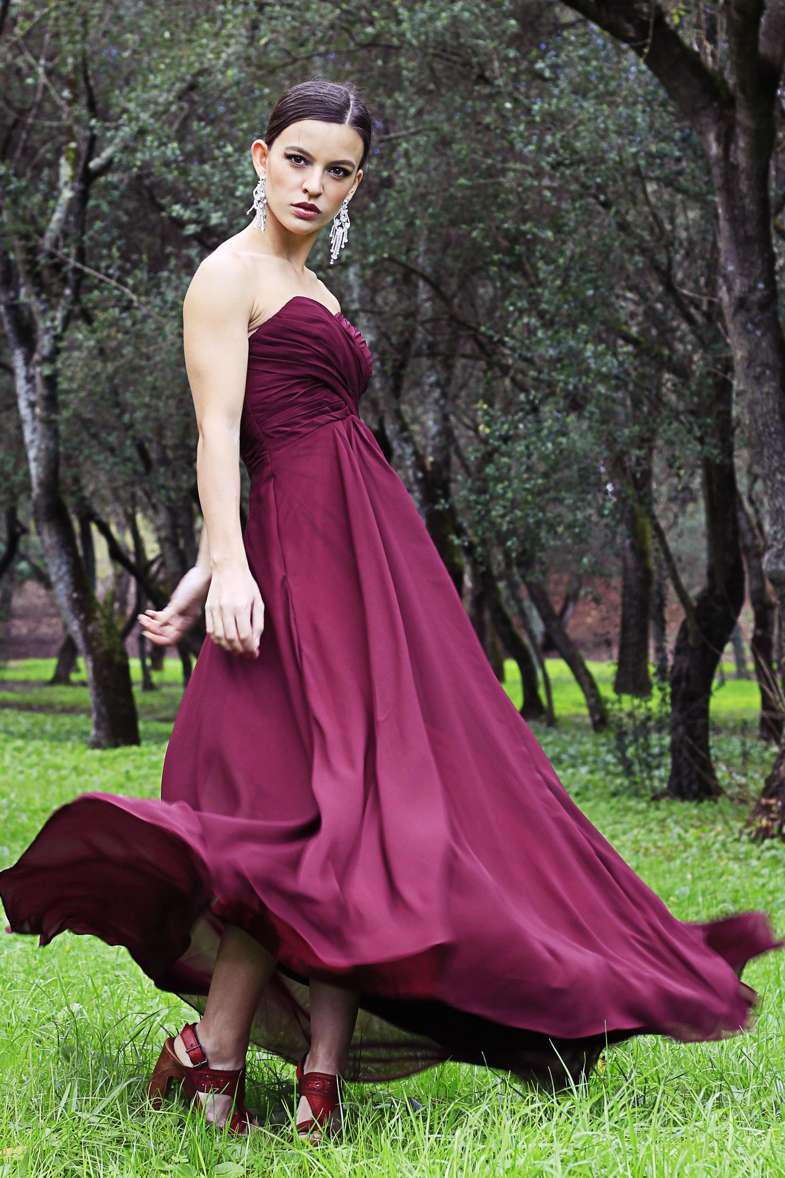 A-line Sweetheart Floor Length Tulle Chiffon Prom Dress - Image 7