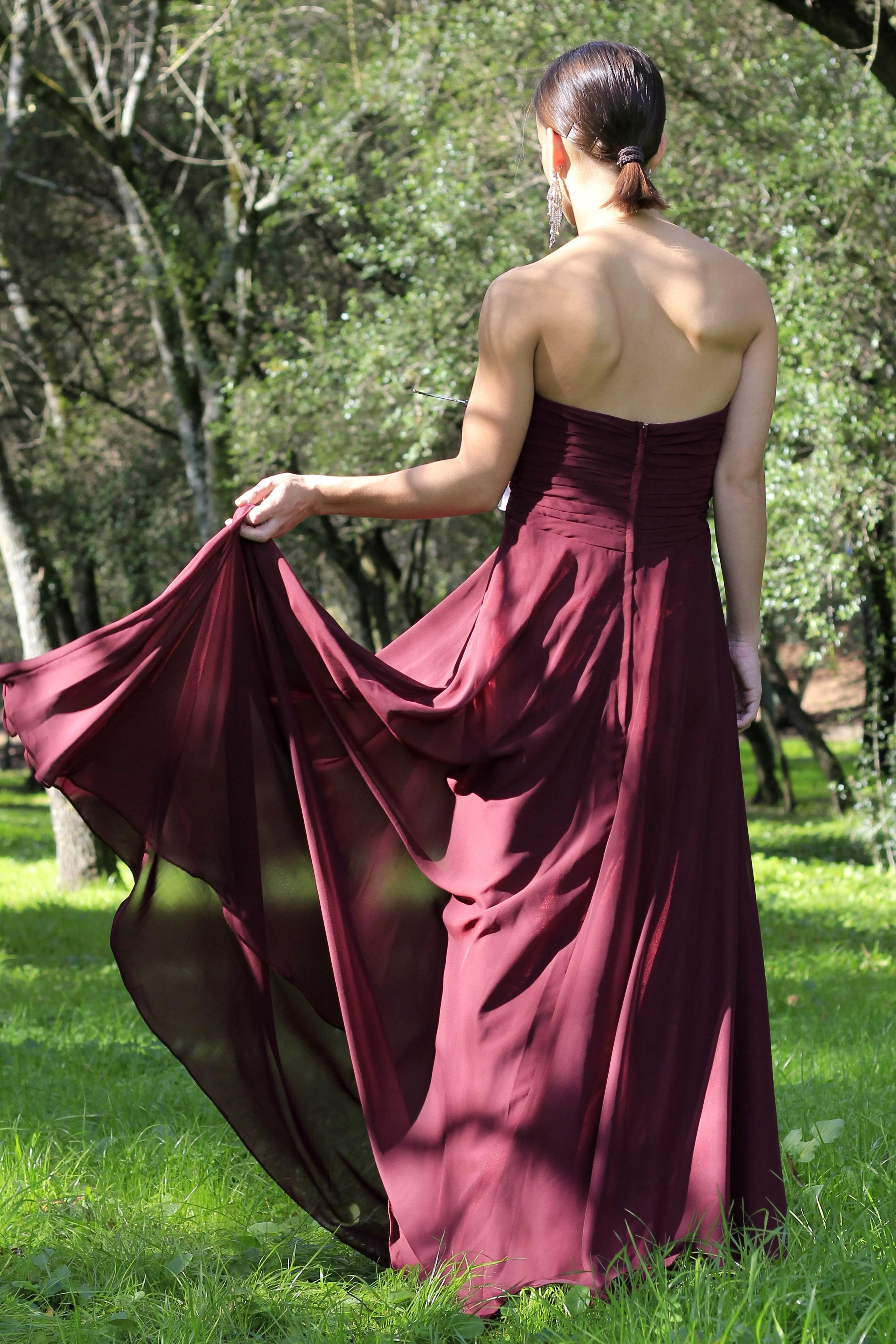 A-line Sweetheart Floor Length Tulle Chiffon Prom Dress - Image 8