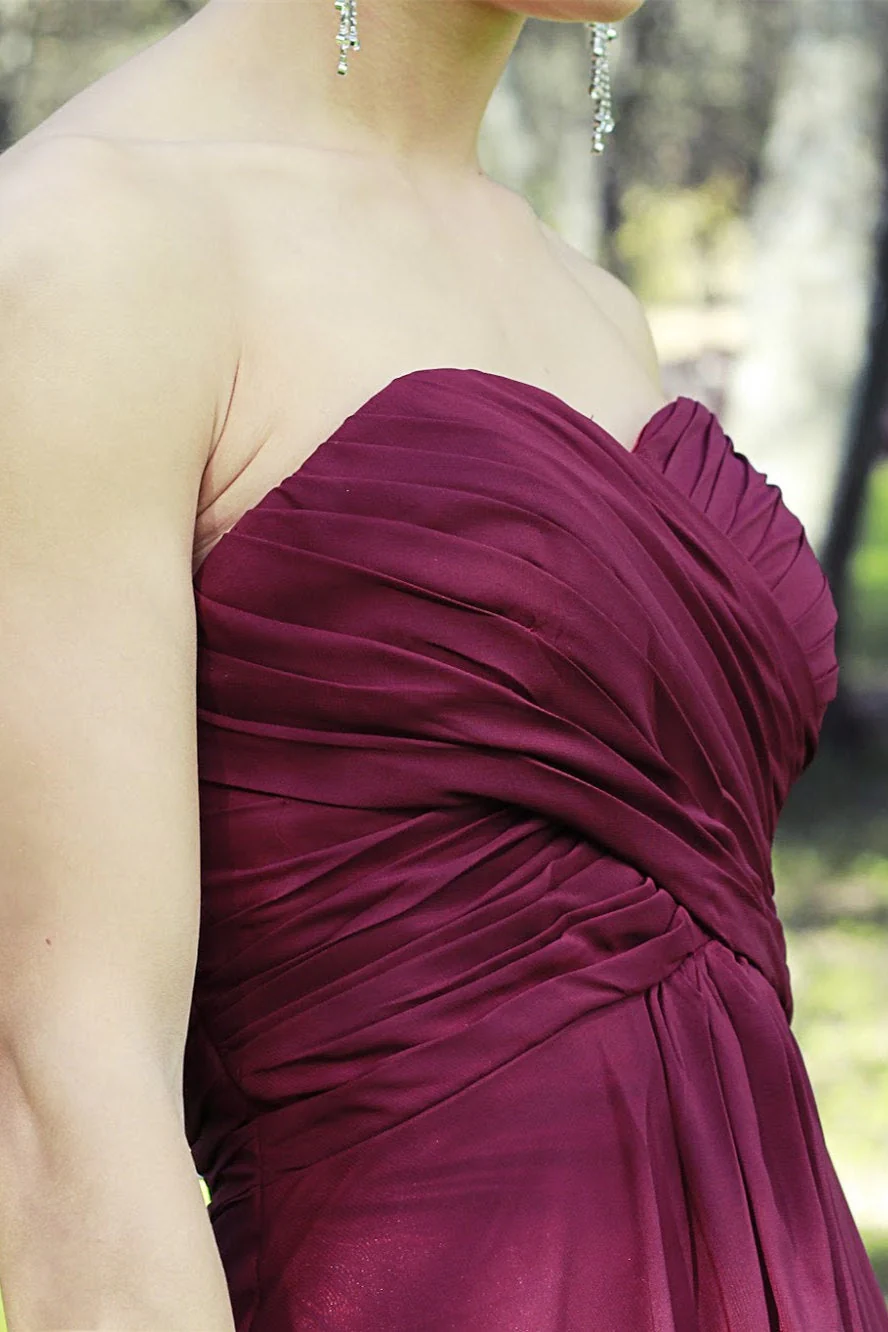 A-line Sweetheart Floor Length Tulle Chiffon Prom Dress - Image 9