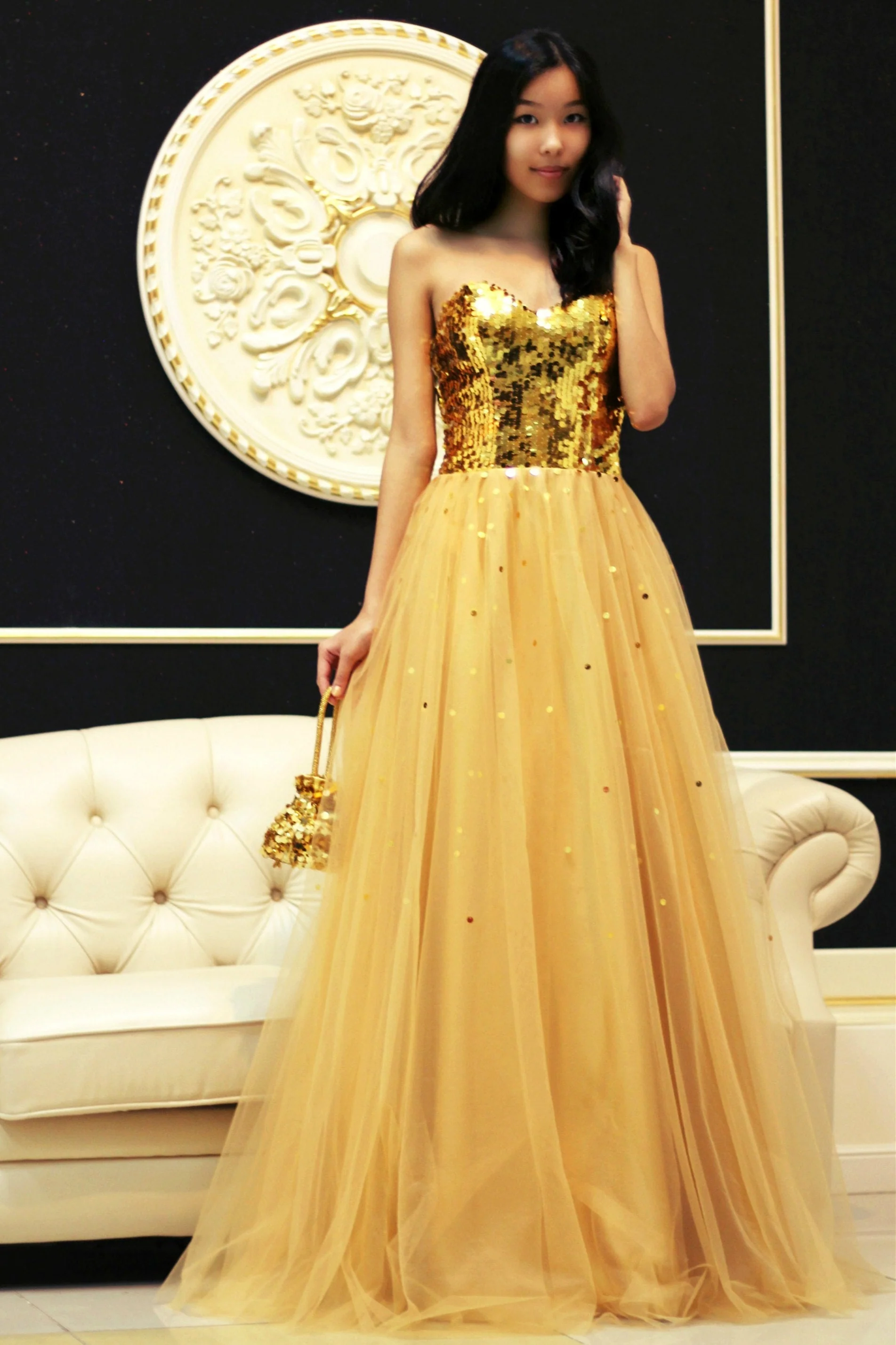 A-line Sweetheart Floor Length Tulle Paillette Prom Dress - Image 11