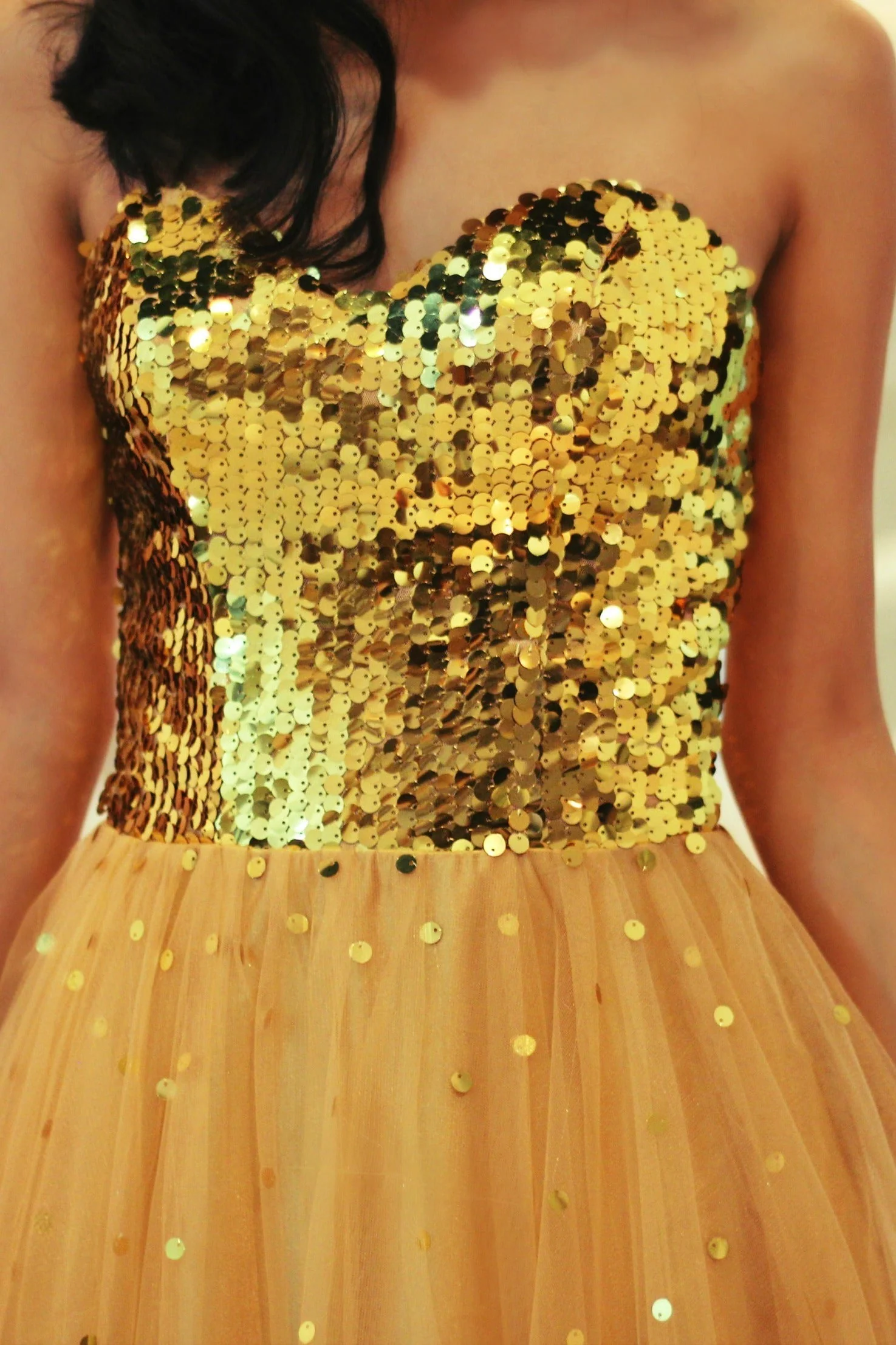A-line Sweetheart Floor Length Tulle Paillette Prom Dress - Image 4