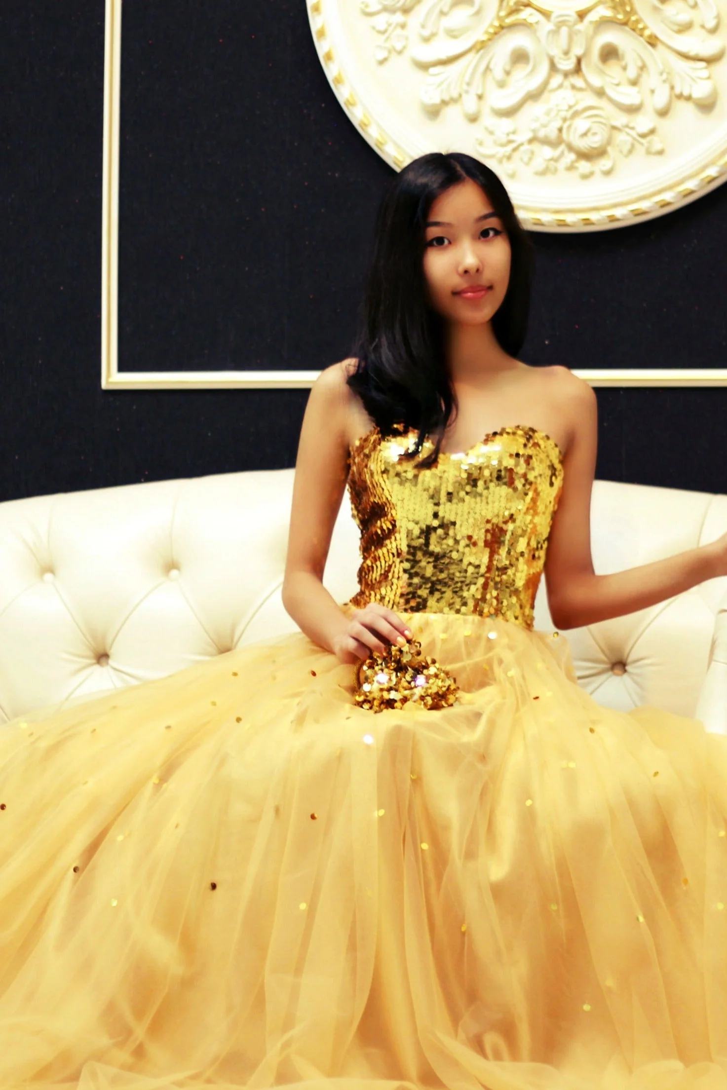 A-line Sweetheart Floor Length Tulle Paillette Prom Dress - Image 6