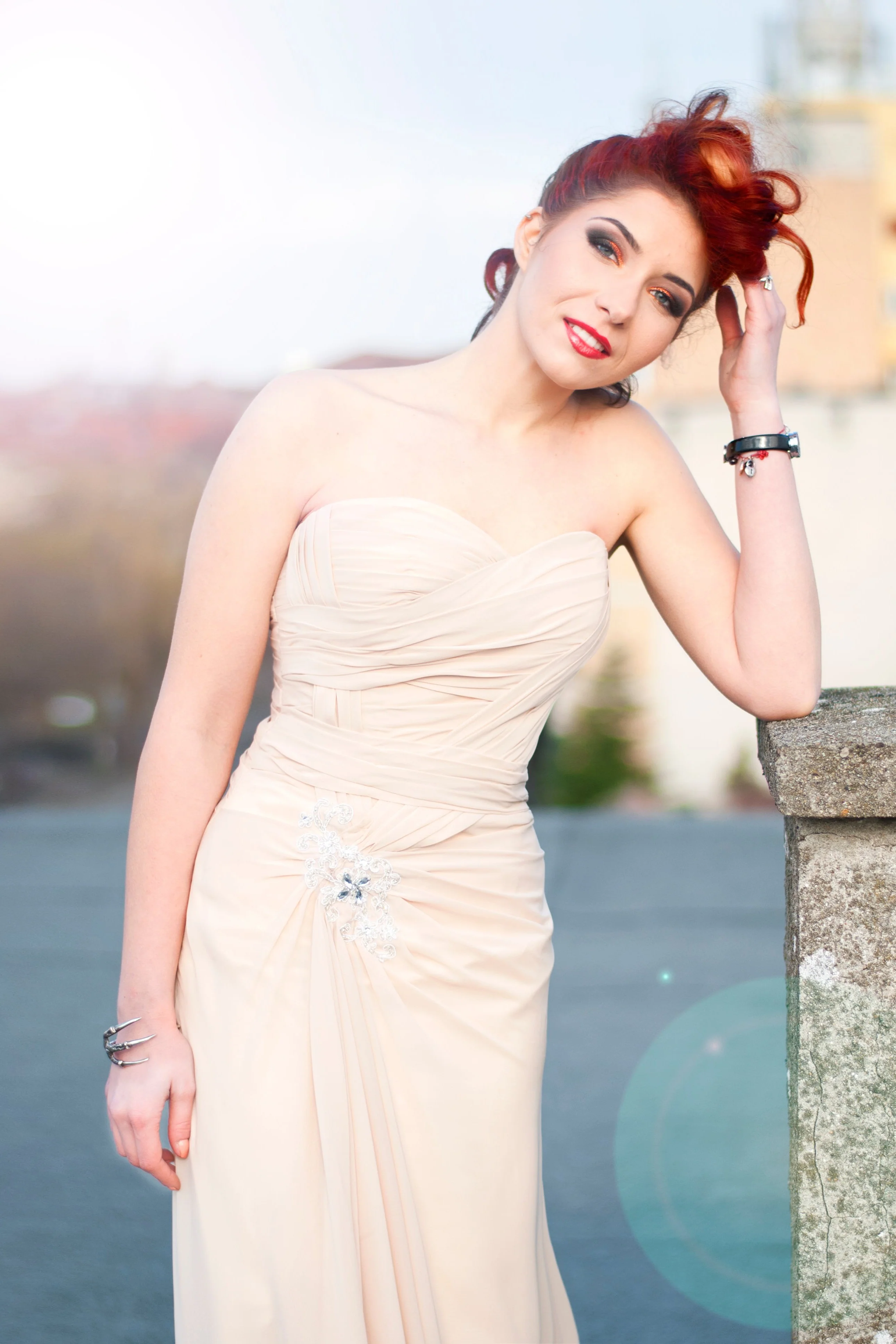 A-line Sweetheart Front Slit Floor Length Chiffon Applique Evening Dress - Image 7