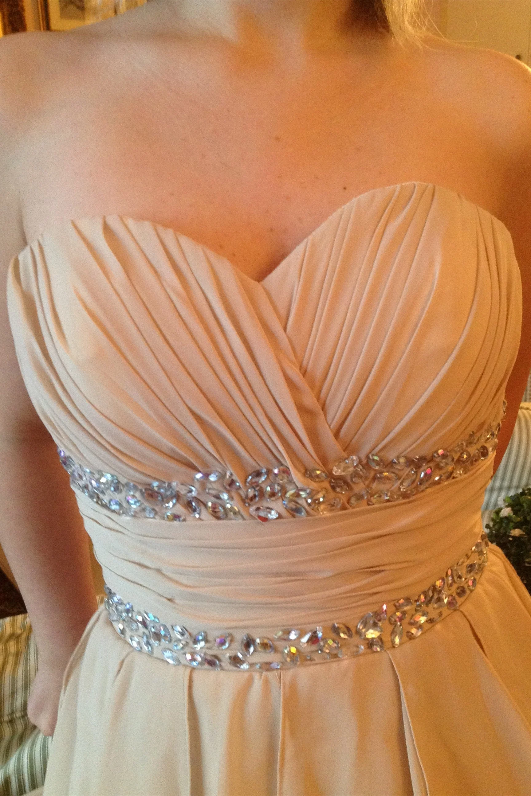 A-line Sweetheart Hi-low Length Chiffon Rhinestone Prom Dress - Image 3