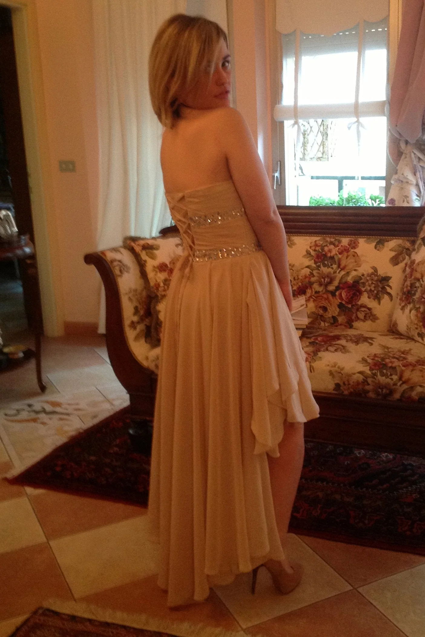 A-line Sweetheart Hi-low Length Chiffon Rhinestone Prom Dress - Image 5