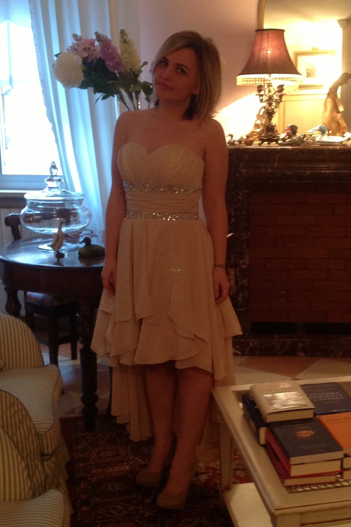 A-line Sweetheart Hi-low Length Chiffon Rhinestone Prom Dress - Image 7
