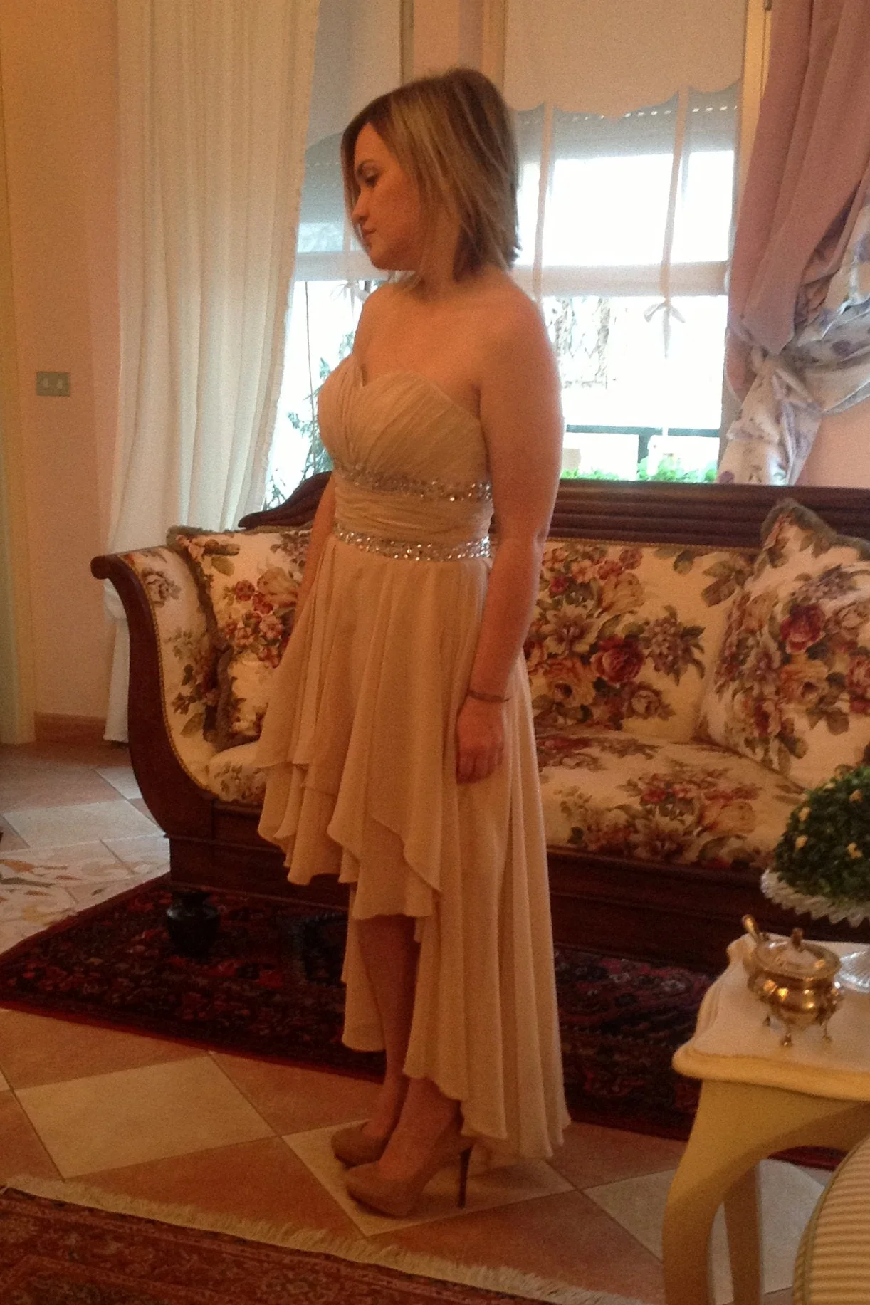 A-line Sweetheart Hi-low Length Chiffon Rhinestone Prom Dress - Image 8