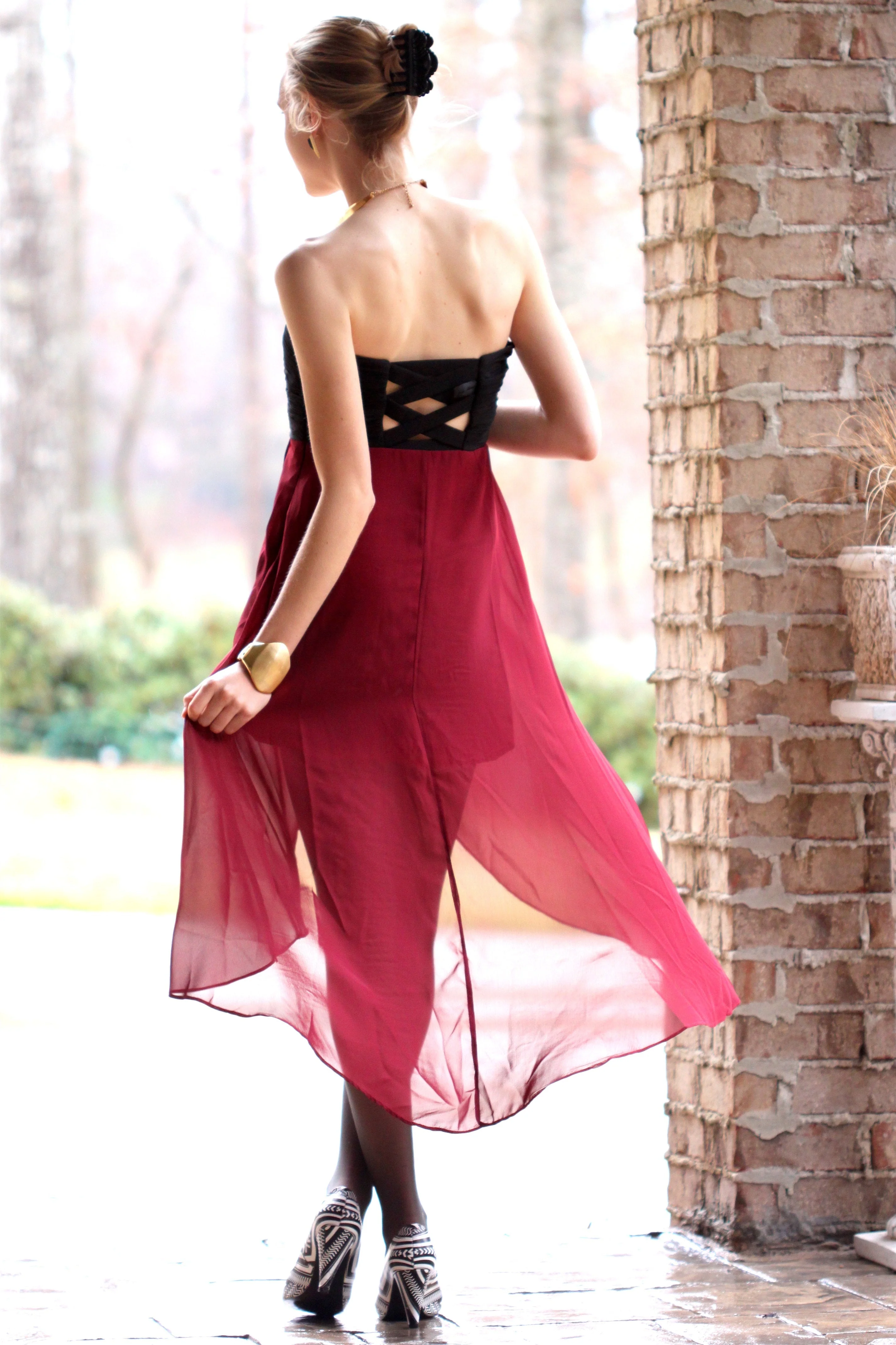 A-line Sweetheart Hi-low Length Tulle Backless Prom Dress - Image 3