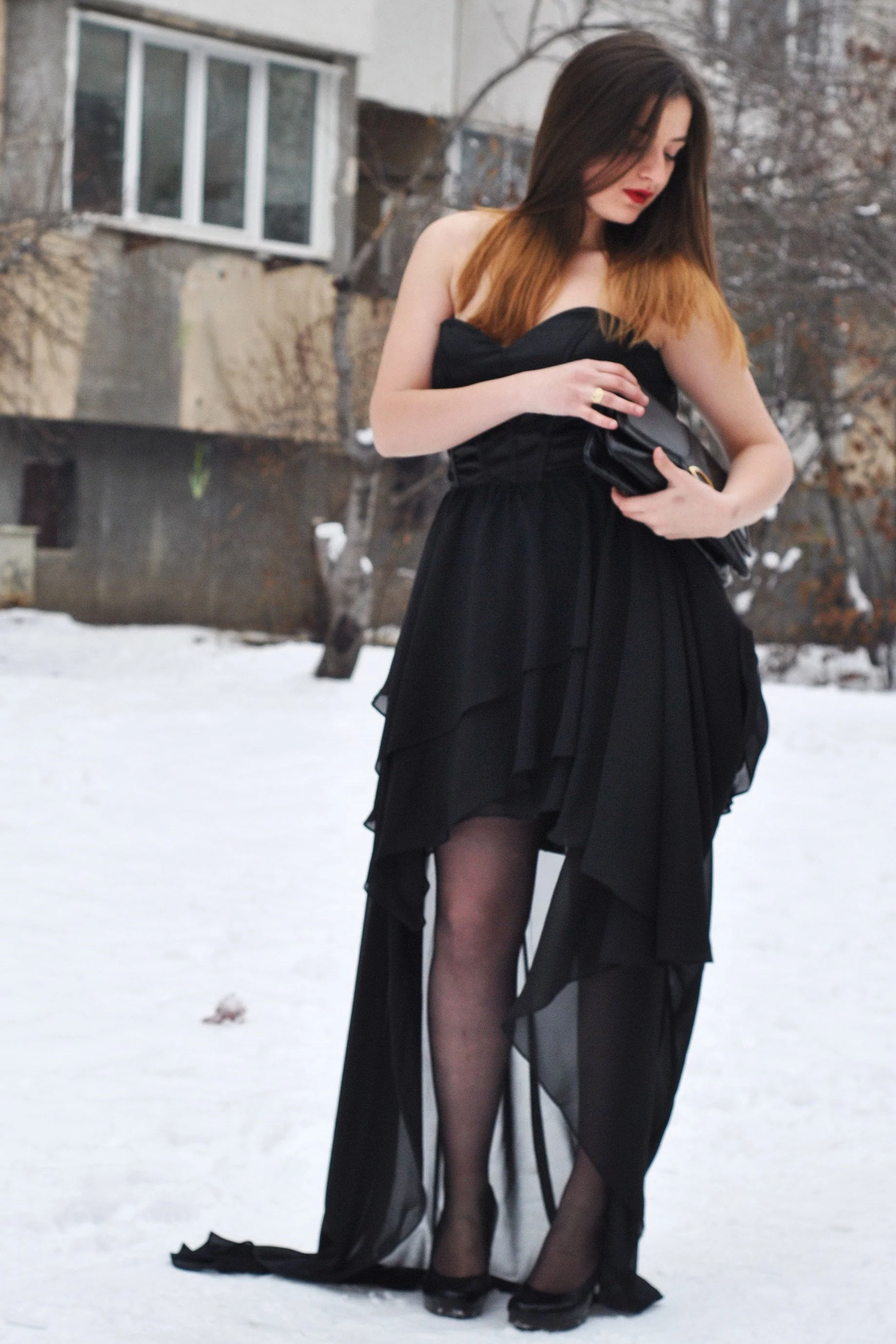 A-line Sweetheart High-low Length Chapel Chiffon Prom Dress - Image 4