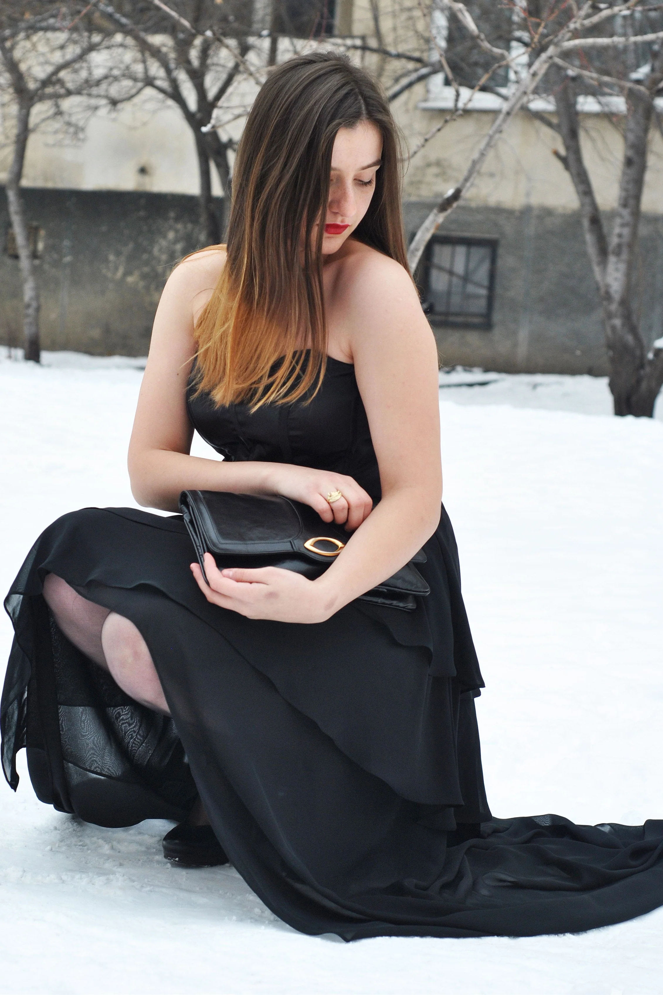 A-line Sweetheart High-low Length Chapel Chiffon Prom Dress - Image 7